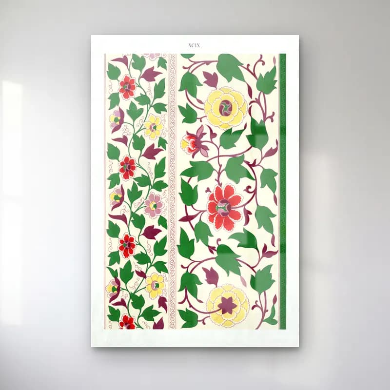 Maksimalist Çiçek Deseni No. 80 cam tablo — Maksimalist Çiçek Deseni No. 80 — maksimalist çiçek deseni