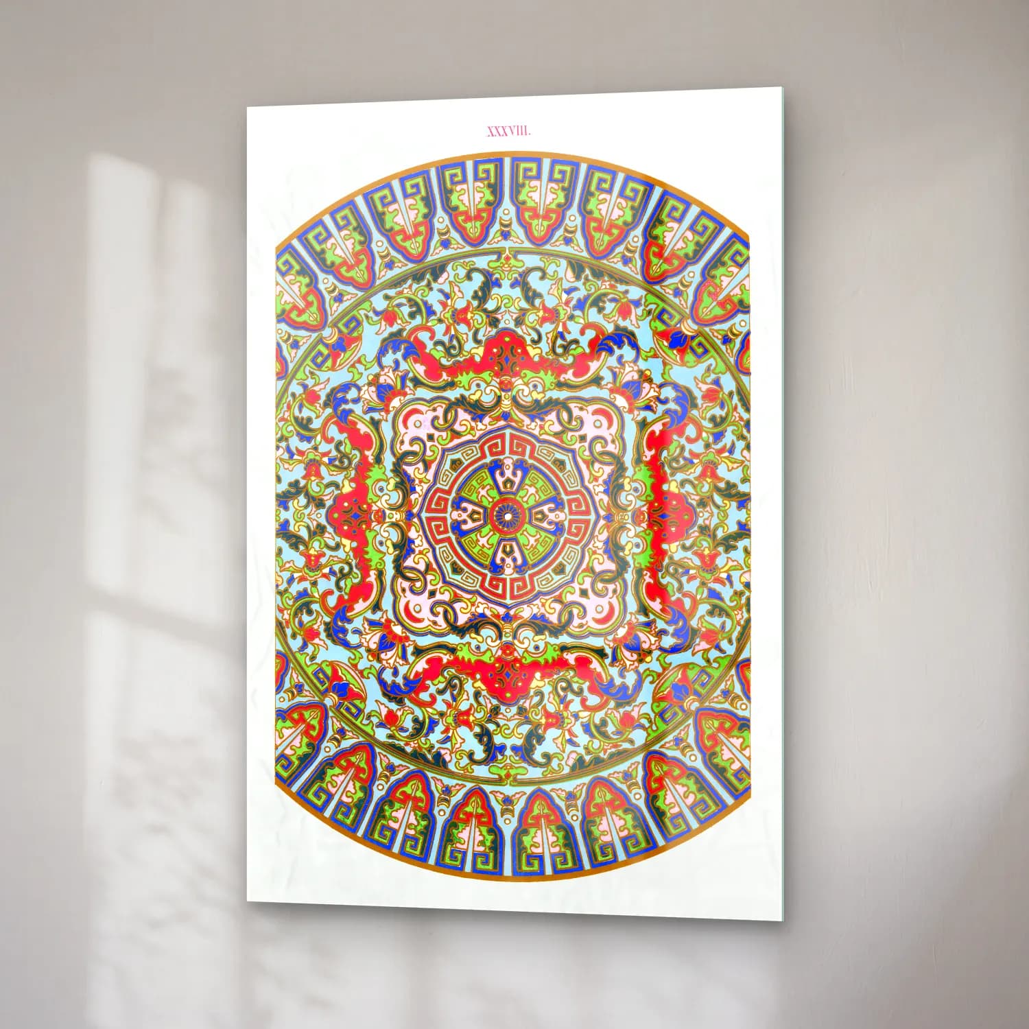 Maksimalist Çiçek Deseni No. 83 cam tablo — sağ açıdan görünüm