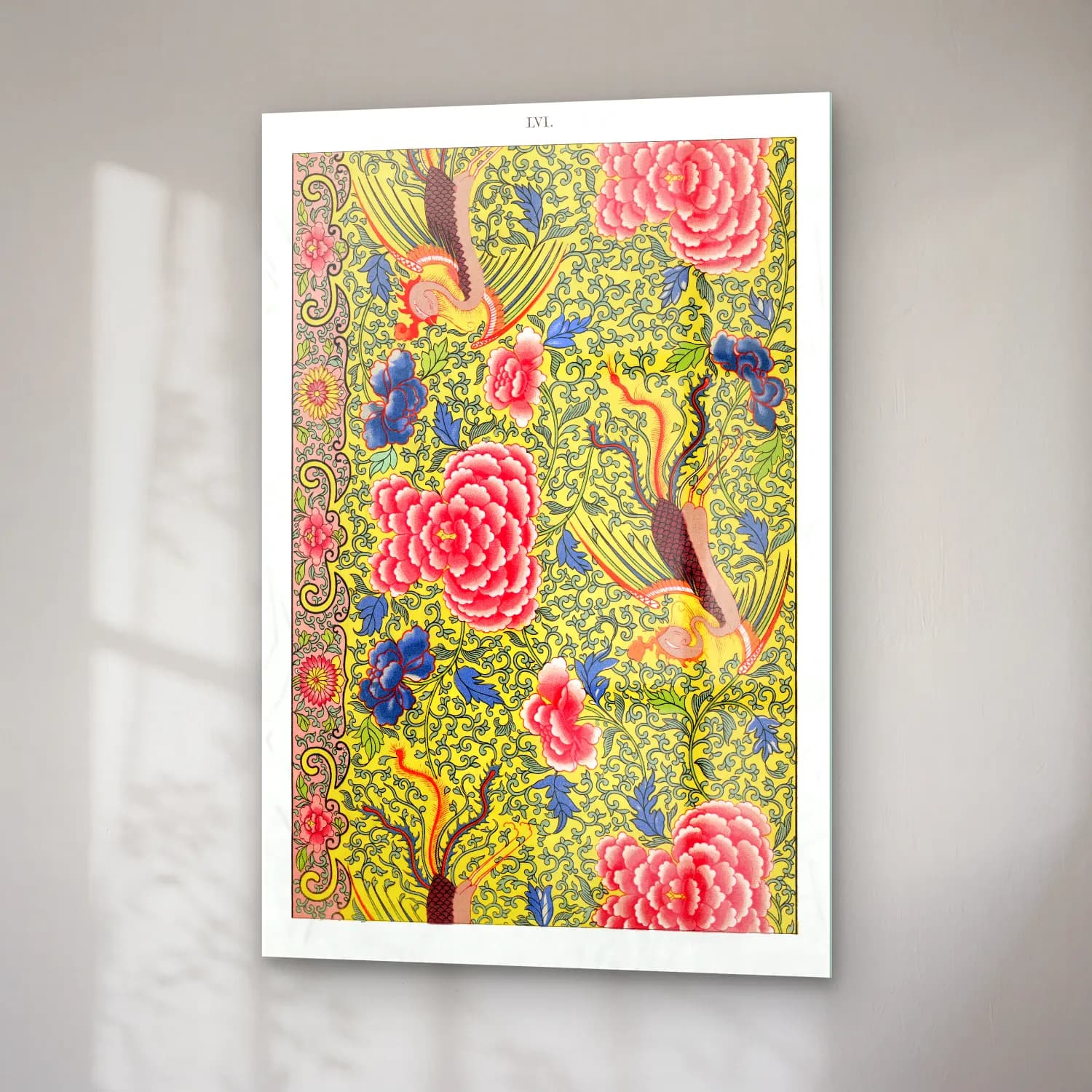 Maksimalist Çiçek Deseni No. 85 cam tablo — sağ açıdan görünüm