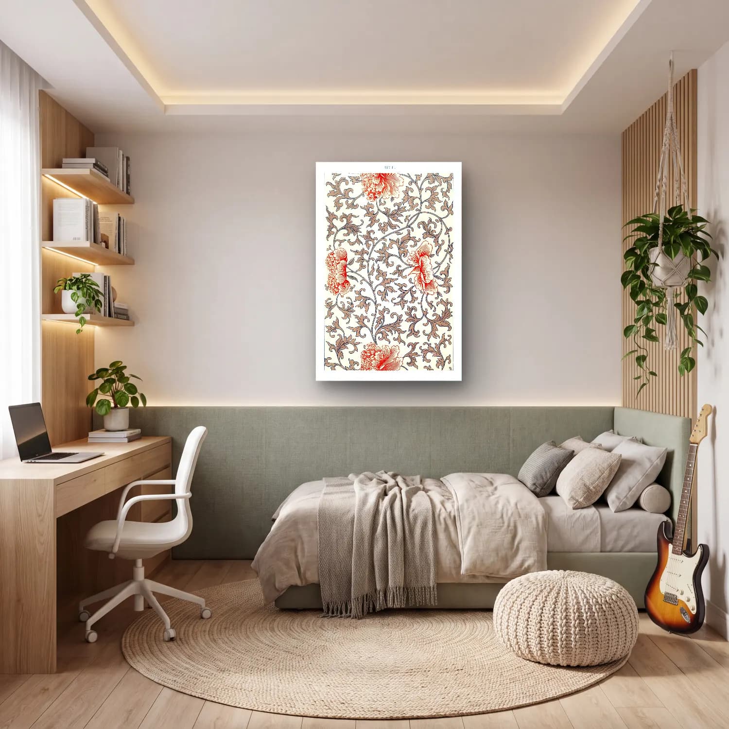 Botanik İllüstrasyon Çiçek Deseni No. 168 cam tablo — genç odasında