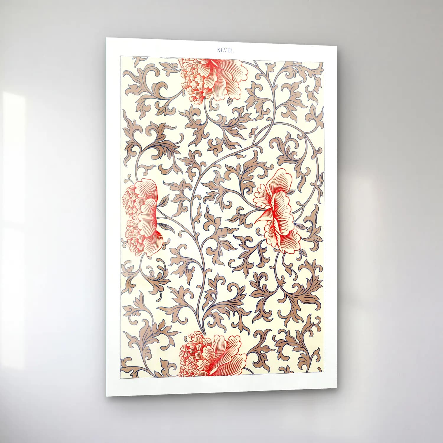 Botanik İllüstrasyon Çiçek Deseni No. 168 cam tablo — sol açıdan görünüm