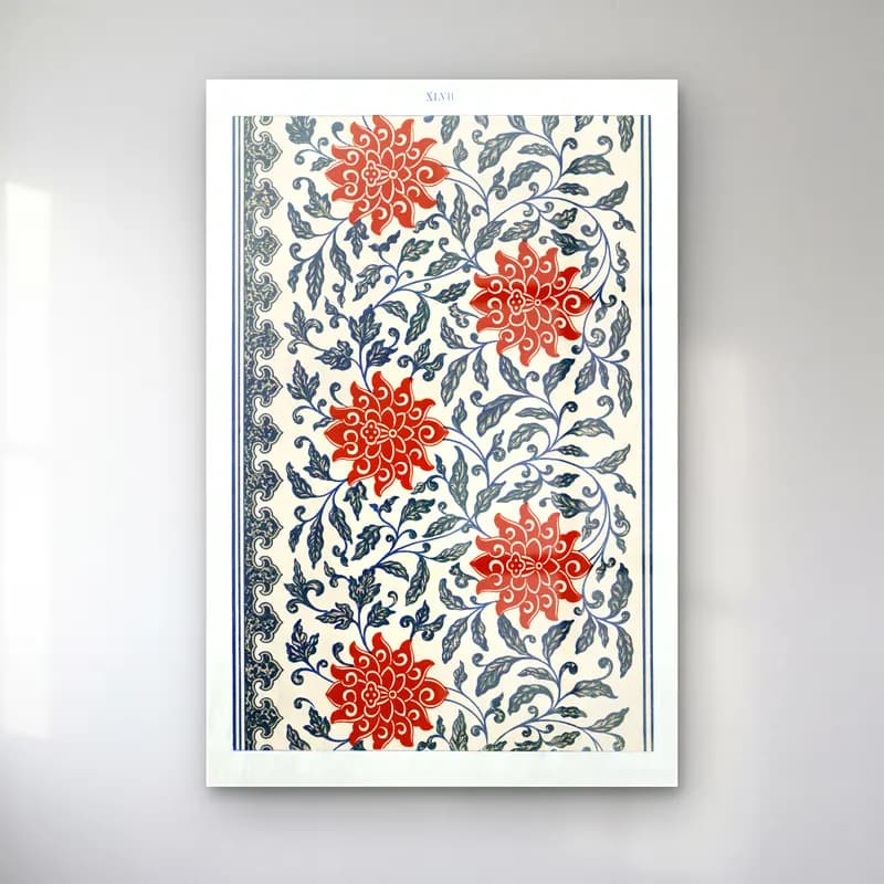 Vintage Çiçek Deseni No. 27 cam tablo — Vintage Çiçek Deseni No. 27 — vintage çiçek deseni