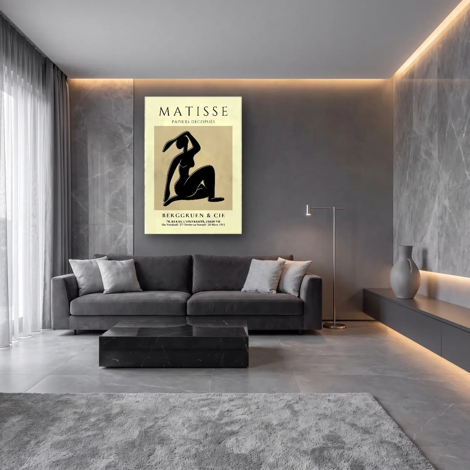 Bauhaus Figür Çalışması No. 12 cam tablo — lüks salon duvarında