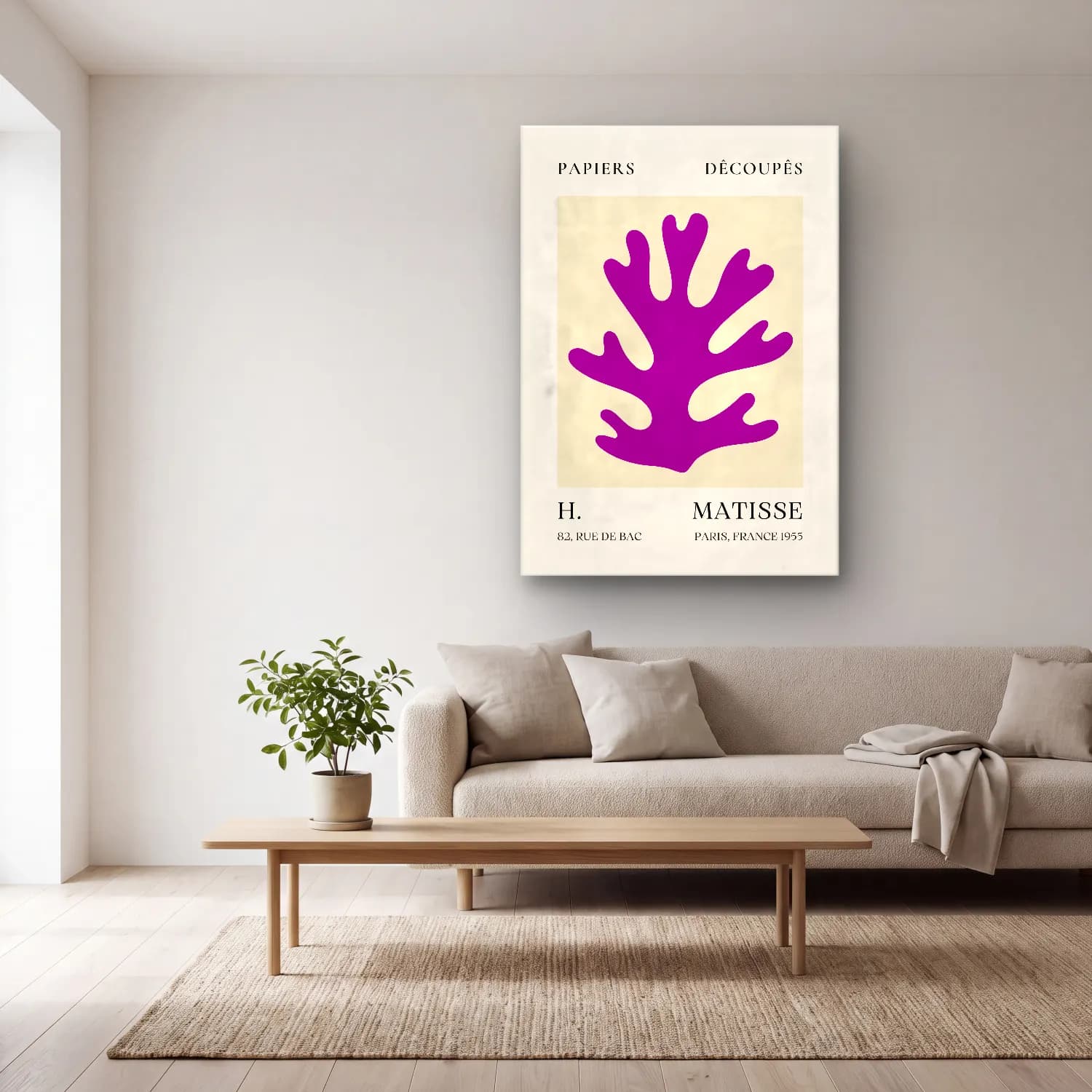 Botanik İllüstrasyon Monstera Yaprağı – Pembe Tonlar cam tablo — açık renk salonda
