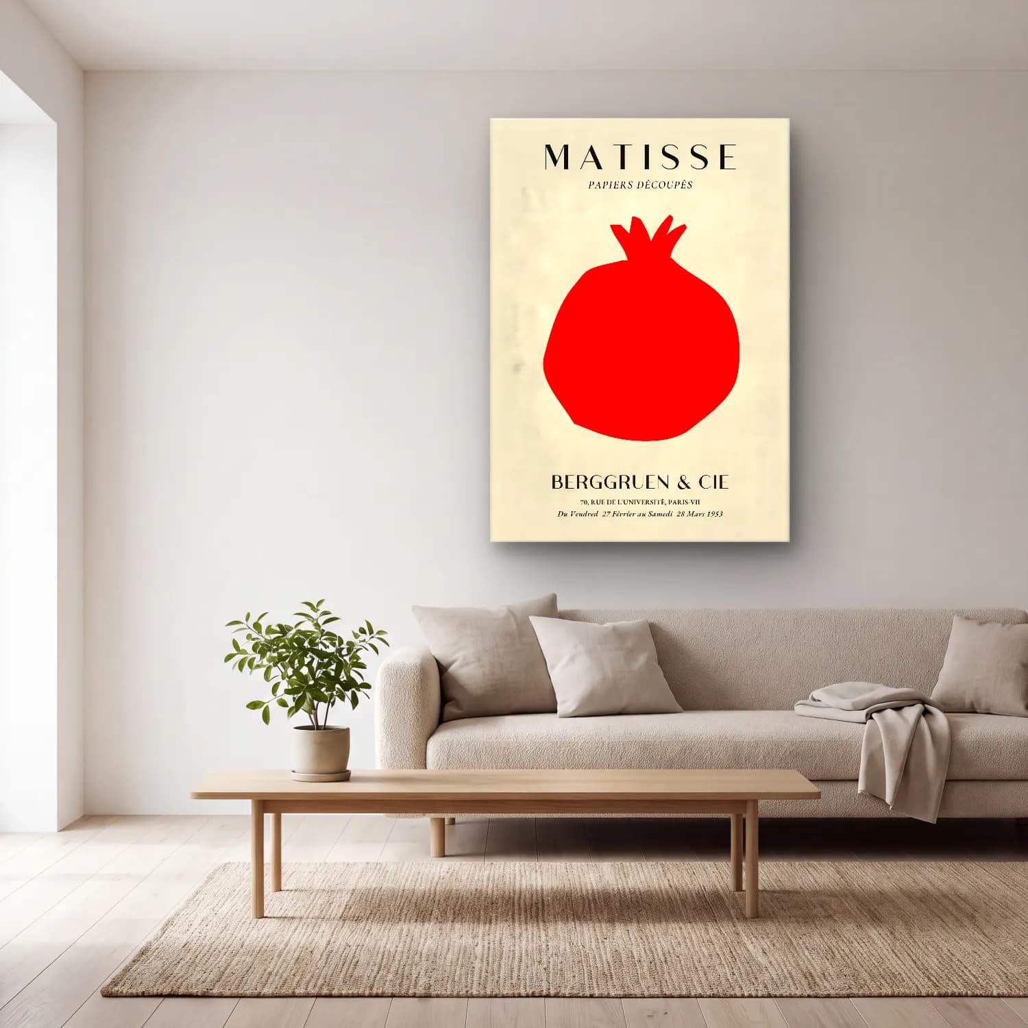 Vintage Poster Nar No. 3 cam tablo — açık renk salonda