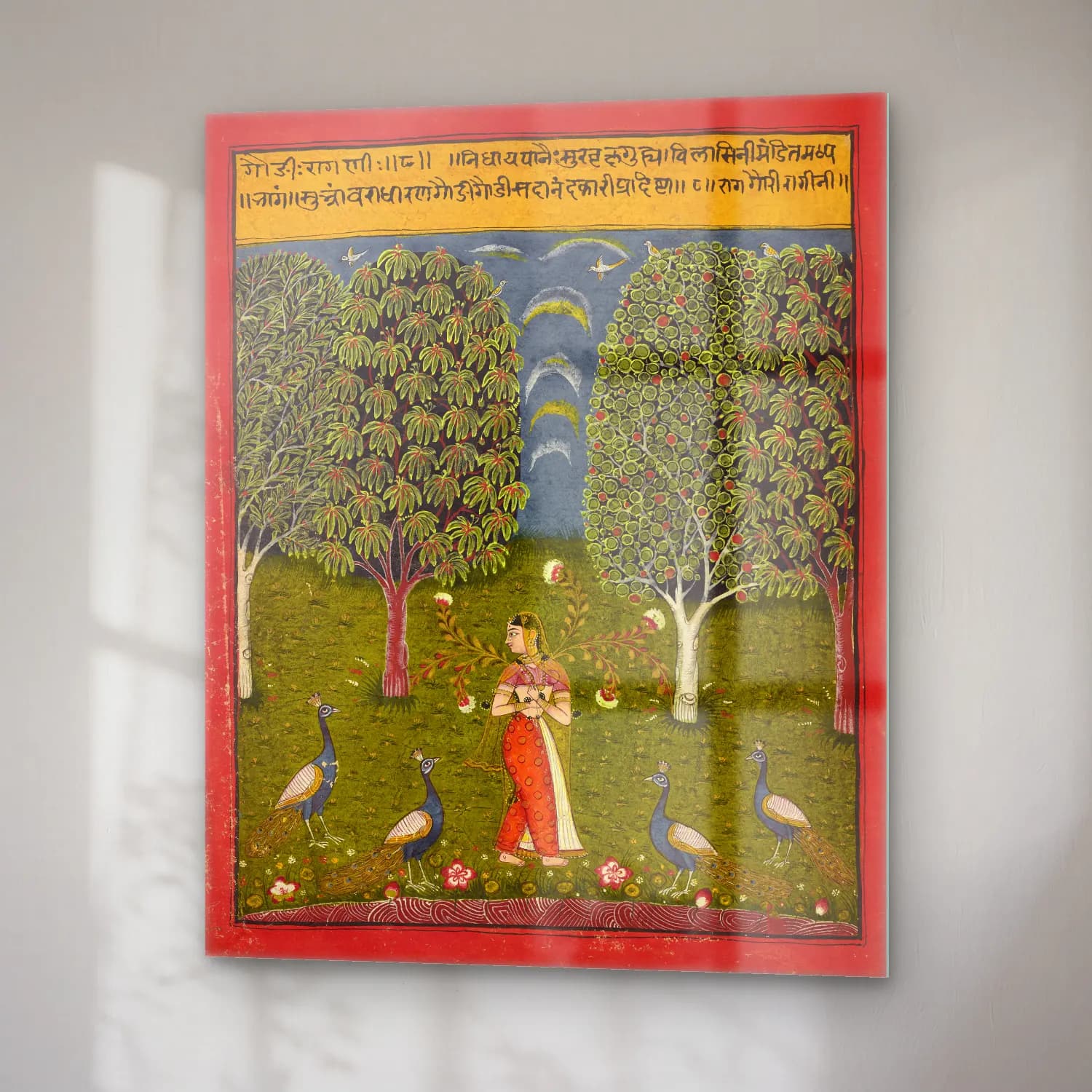 Vintage Kitap Okuyan Kadın No. 10 cam tablo — sağ açıdan görünüm