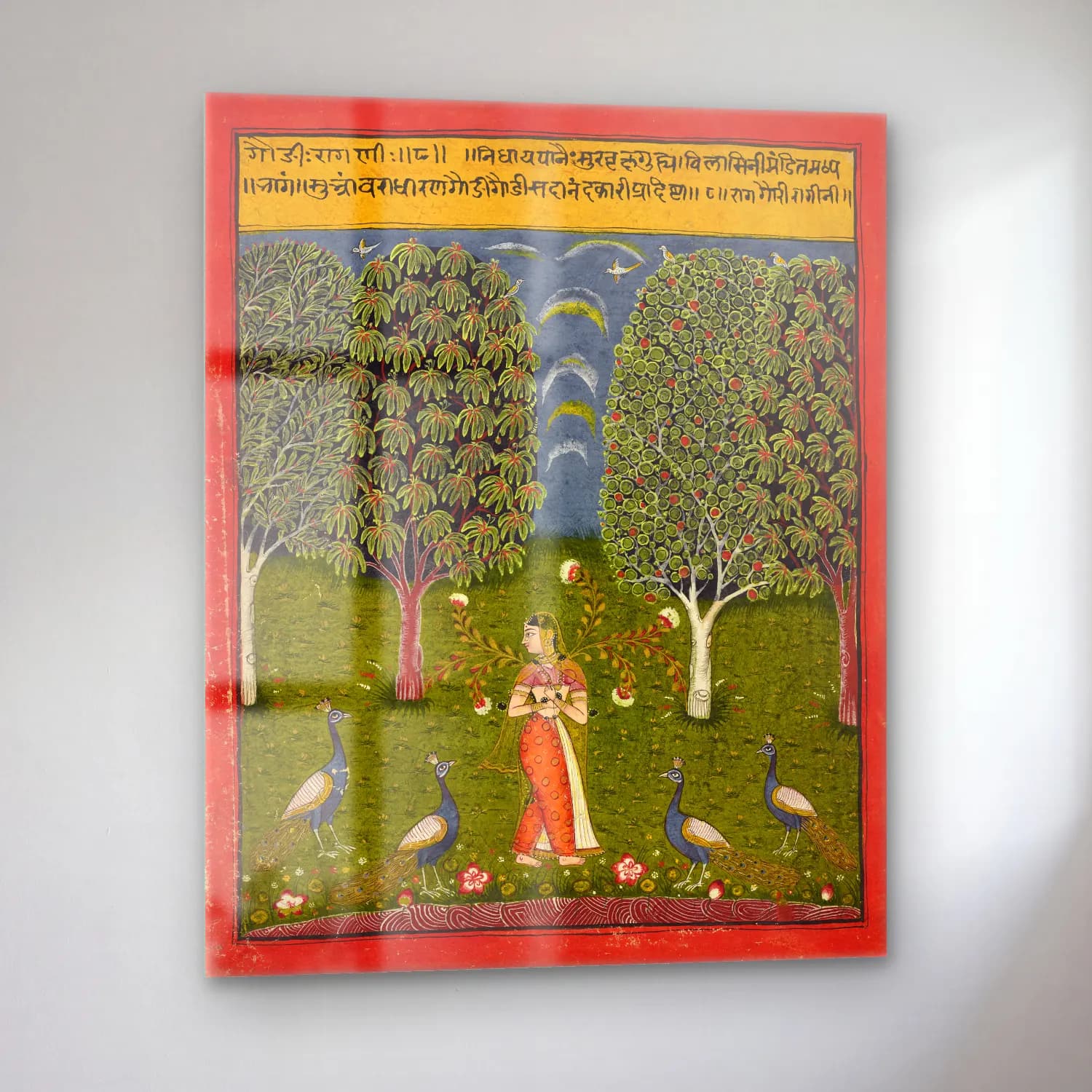 Vintage Kitap Okuyan Kadın No. 10 cam tablo — sol açıdan görünüm