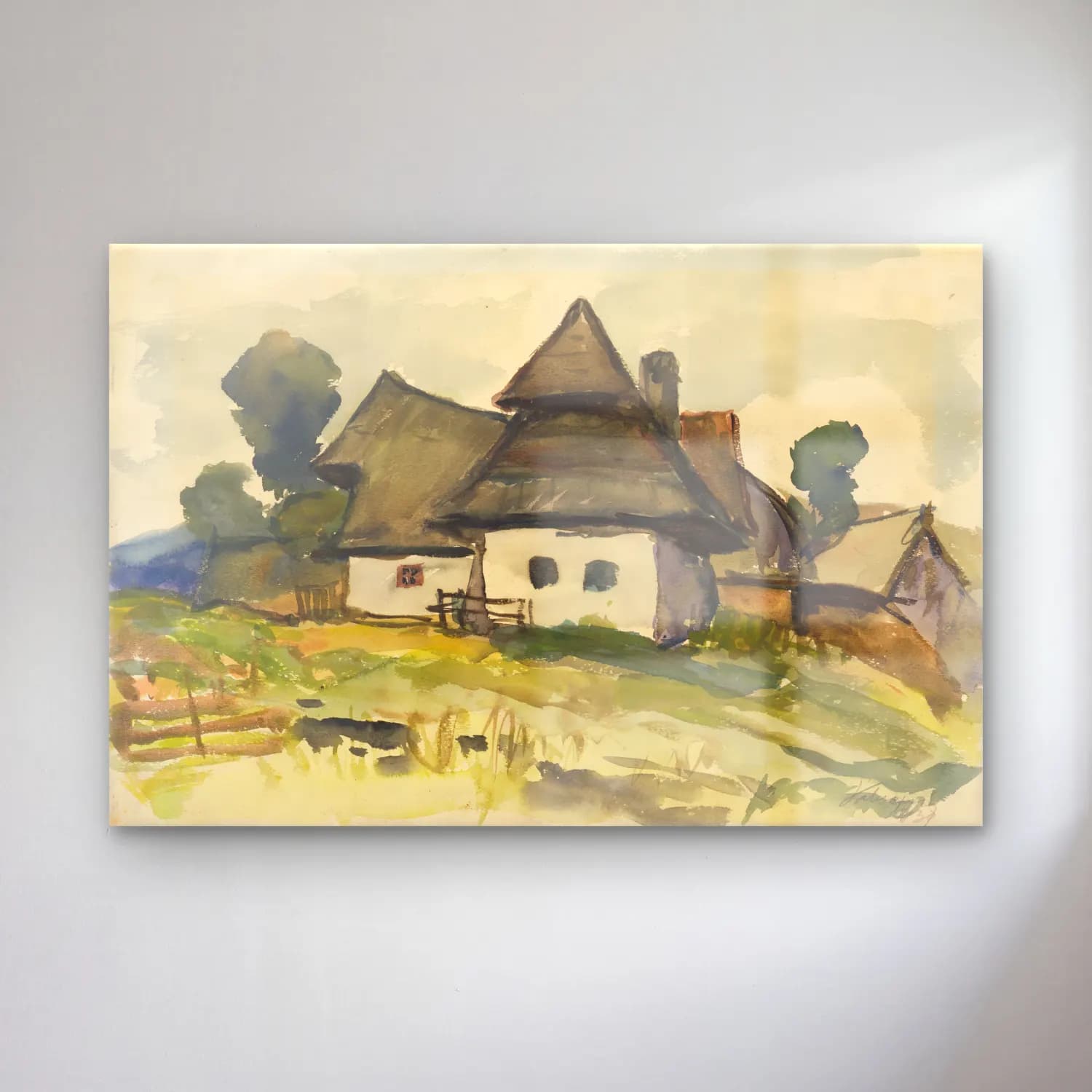 Suluboya Kır Evi No. 41 cam tablo — Suluboya Kır Evi No. 41 — suluboya kır evi