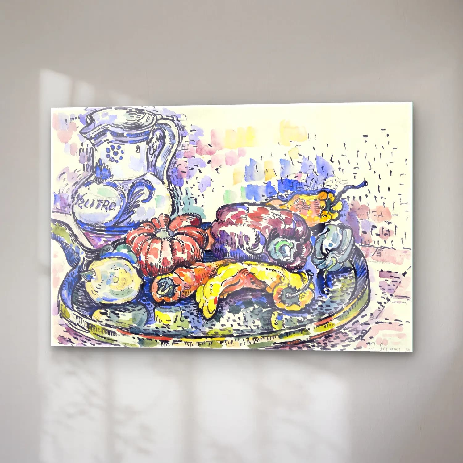 Paul Signac – Still Life with Jug cam tablo — sağ açıdan görünüm