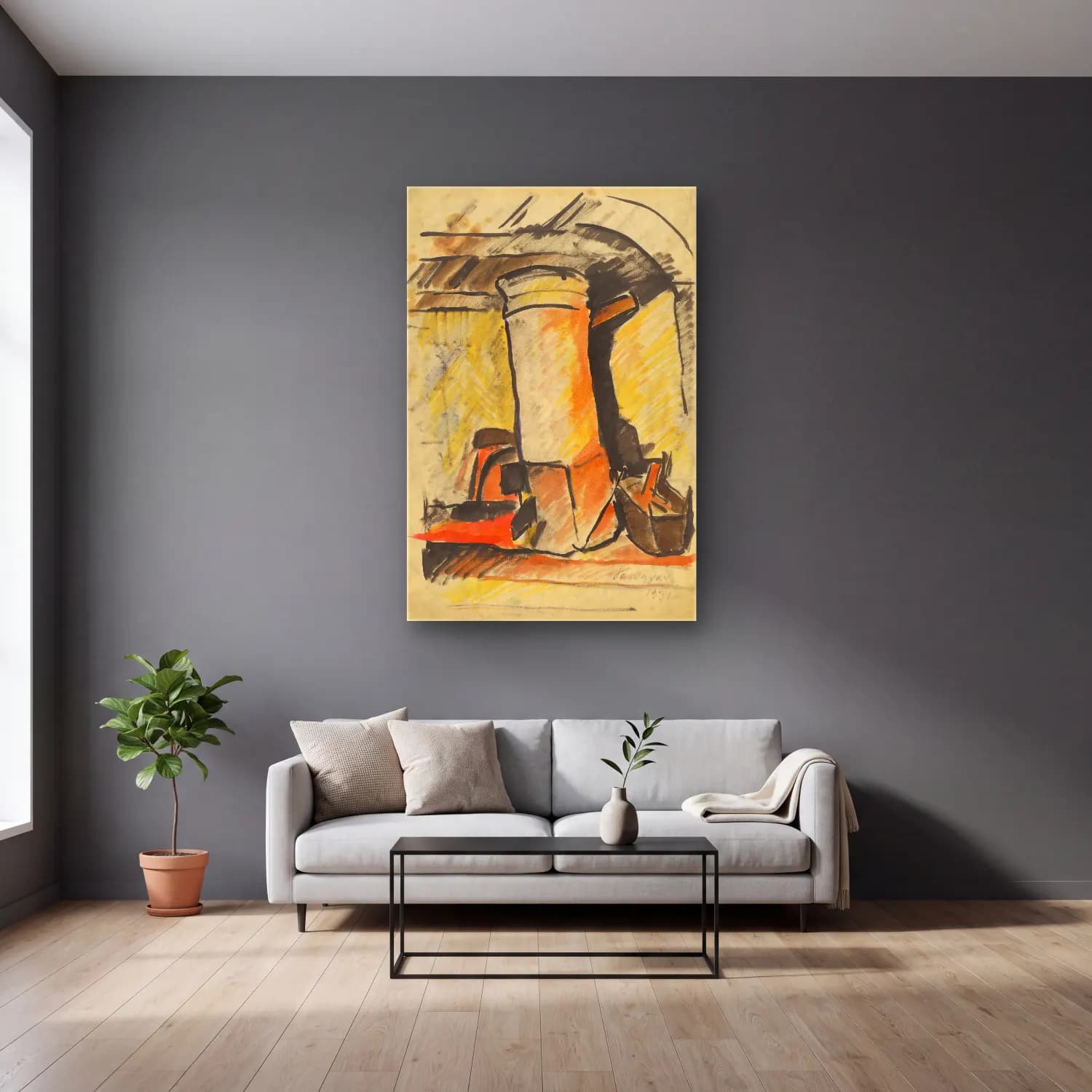 Zolo Palugyay – Still life - study for a painting cam tablo — gri duvarlı salonda