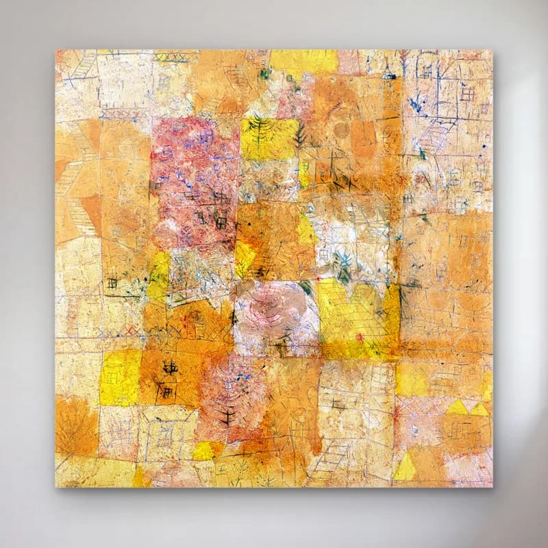 Paul Klee – Suburban idyll (garden city idyll) painting in high… cam tablo — Paul Klee – Suburban idyll (garden city idyll) painting in high… — modern soyut antika harita