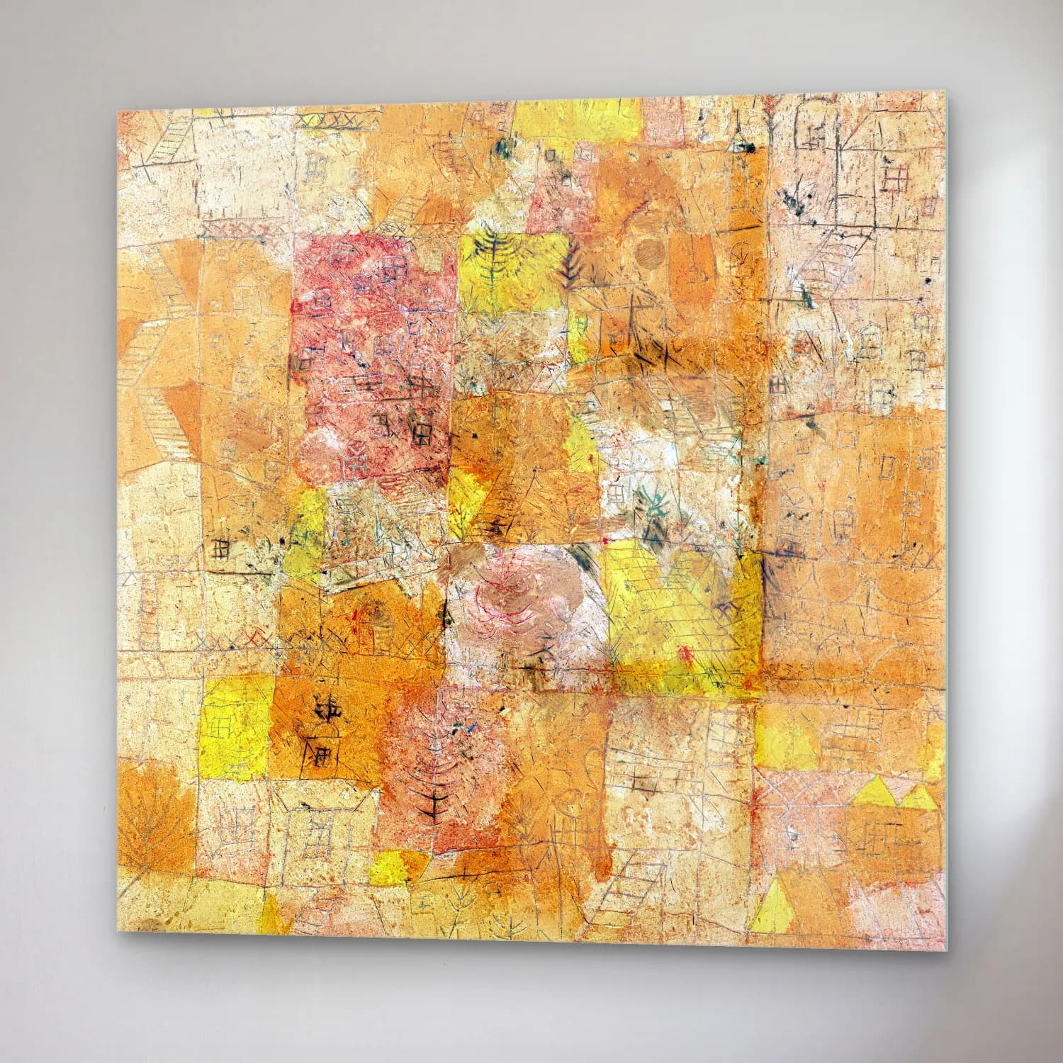 Paul Klee – Suburban idyll (garden city idyll) painting in high… cam tablo — sağ açıdan görünüm