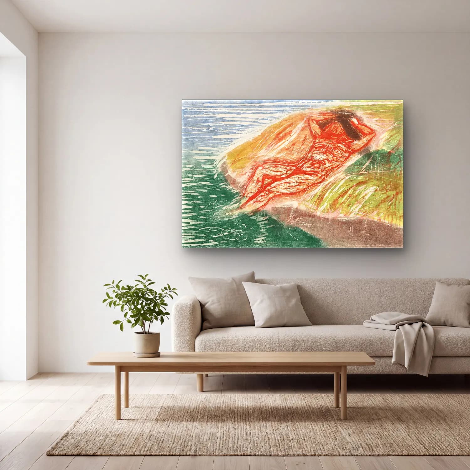 Edvard Munch – Sunbathing I cam tablo — açık renk salonda