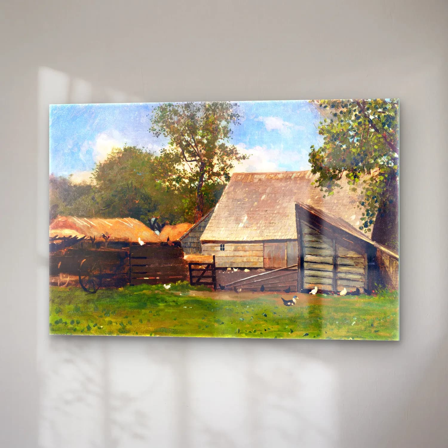 Yağlı Boya Kır Evi No. 35 cam tablo — sağ açıdan görünüm
