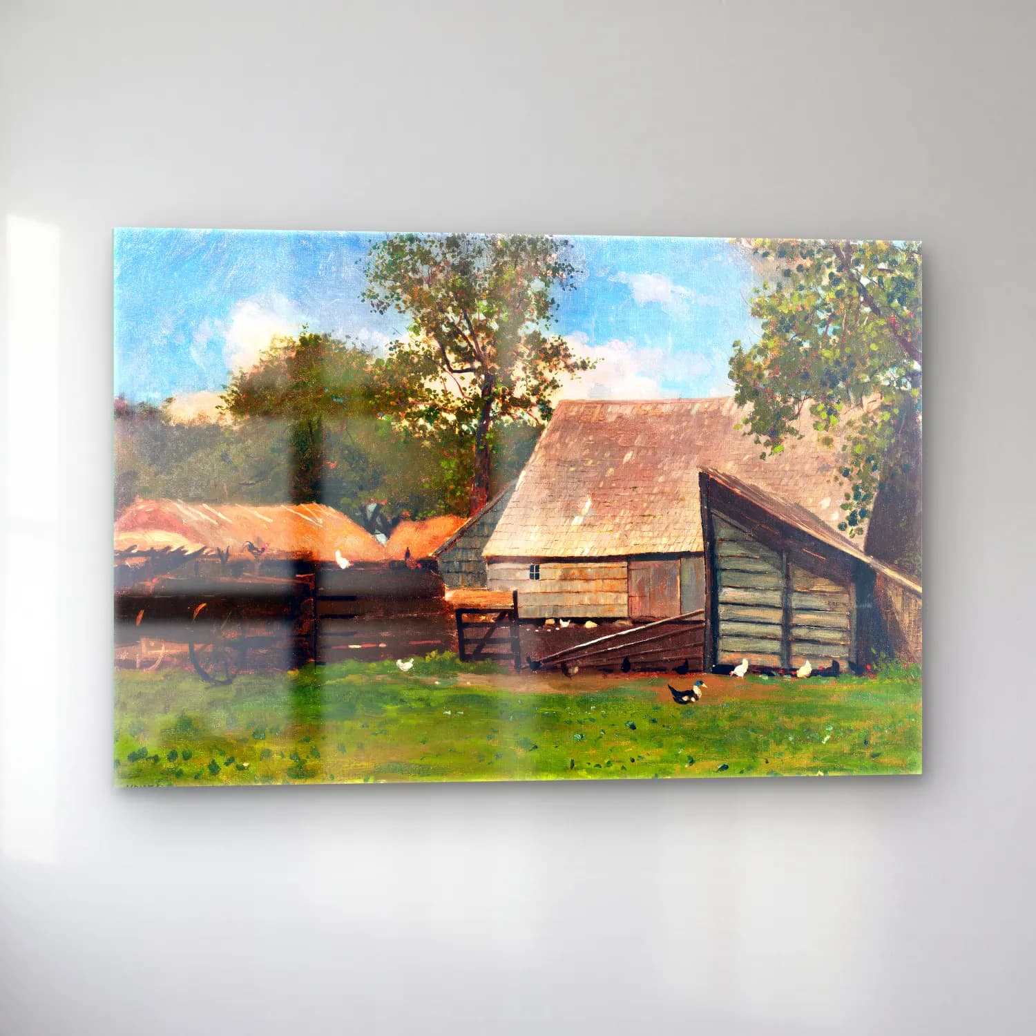 Yağlı Boya Kır Evi No. 35 cam tablo — sol açıdan görünüm