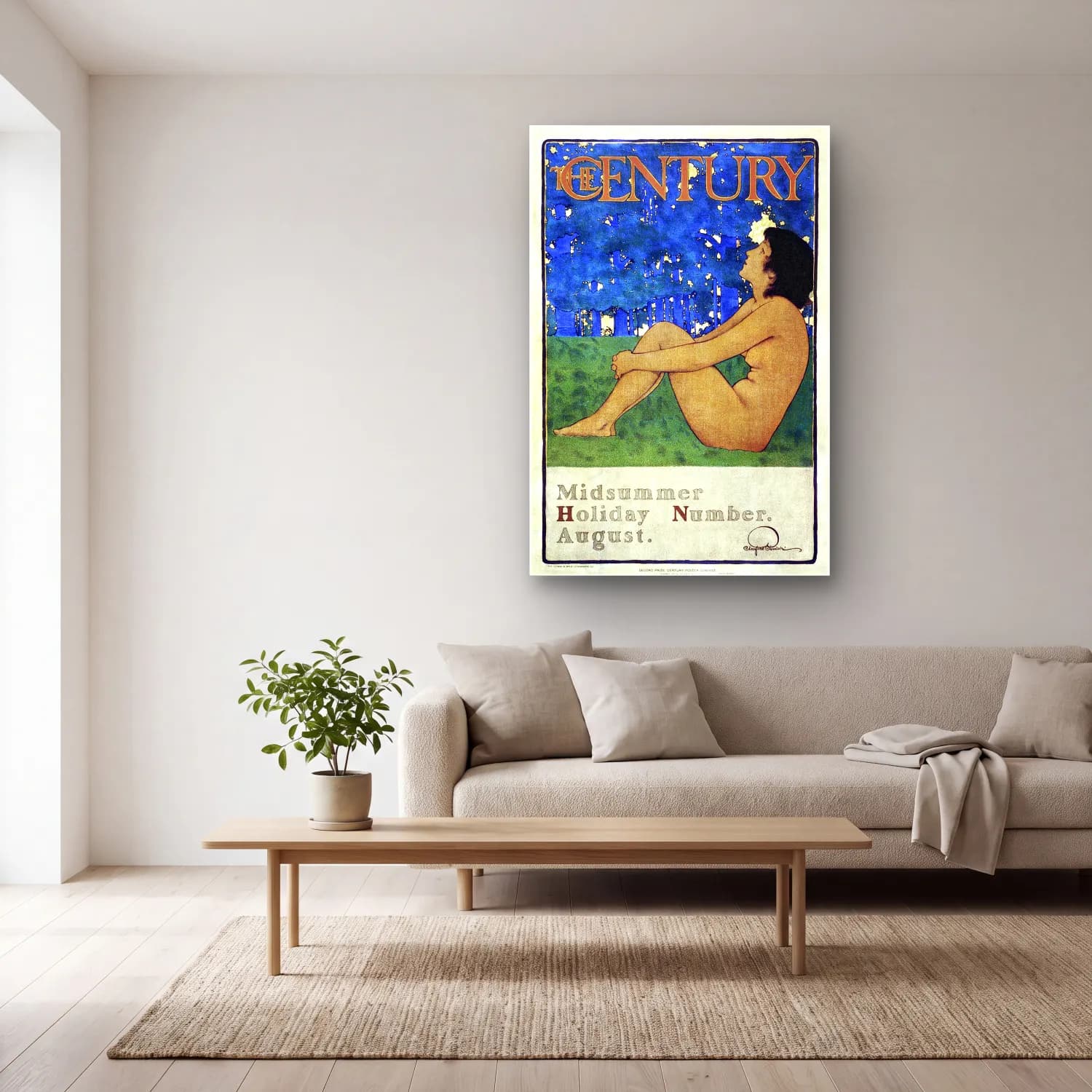 Maxfield Parrish – The Century Midsummer holiday number (ca. 1897) cam tablo — açık renk salonda