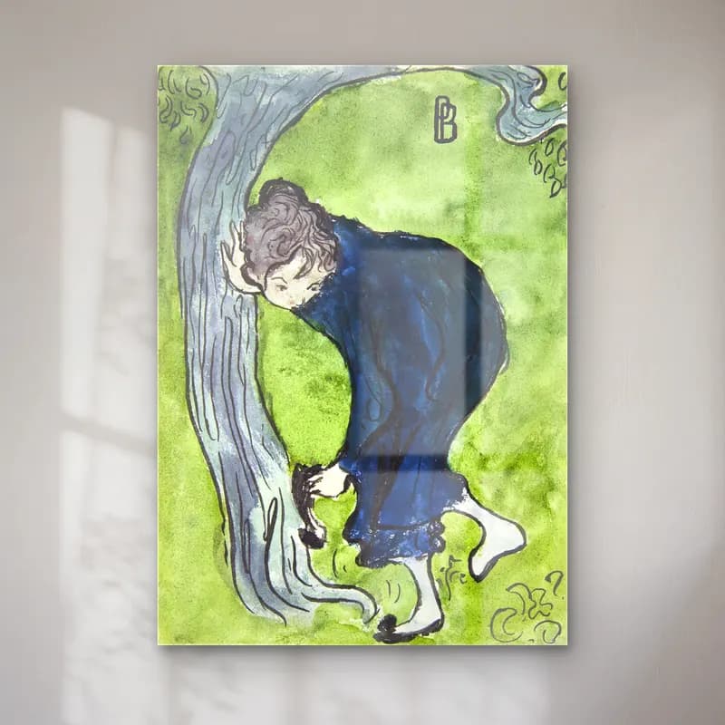 Pierre Bonnard – The False Step cam tablo — Pierre Bonnard – The False Step — suluboya elbiseli kadın