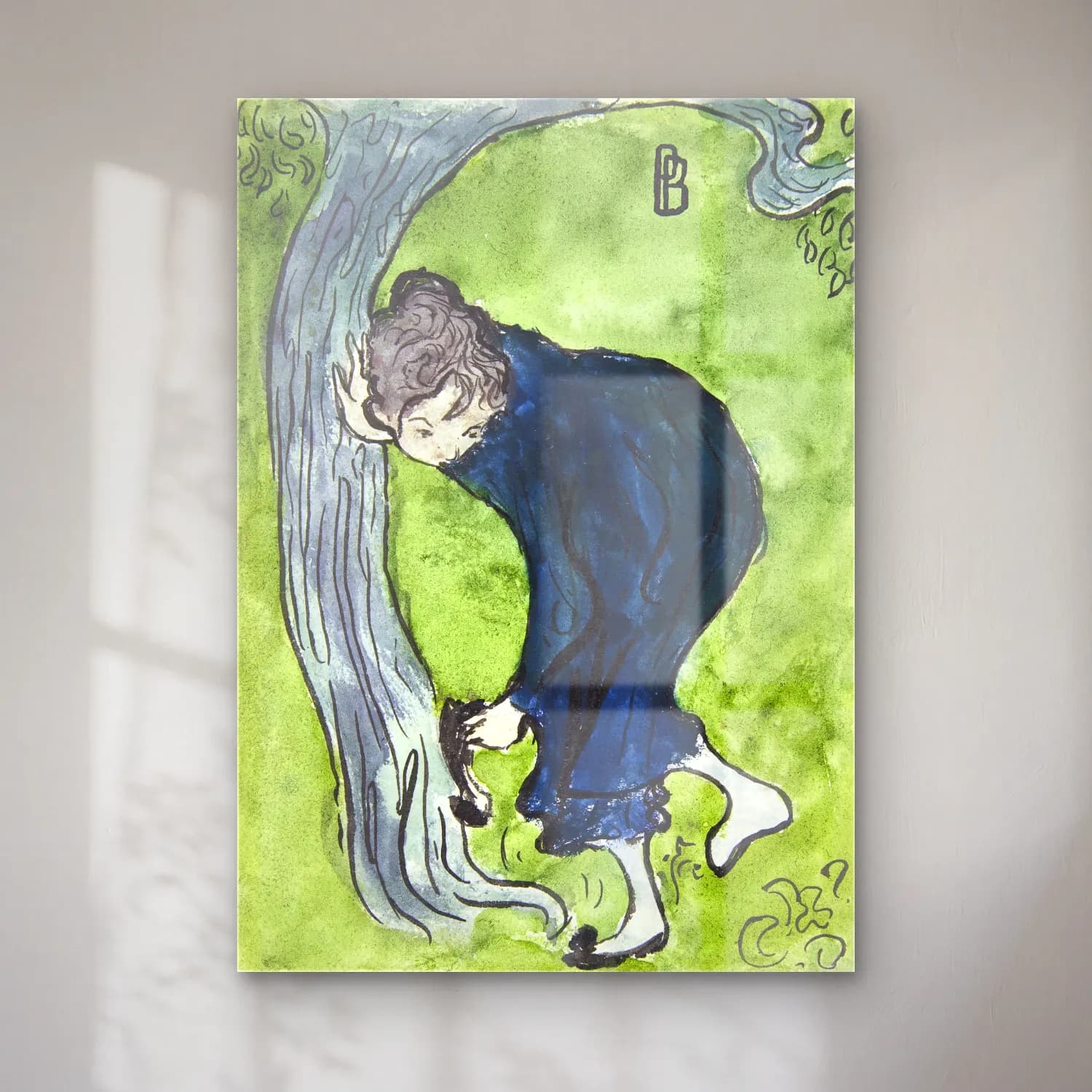 Pierre Bonnard – The False Step cam tablo — Pierre Bonnard – The False Step — suluboya elbiseli kadın