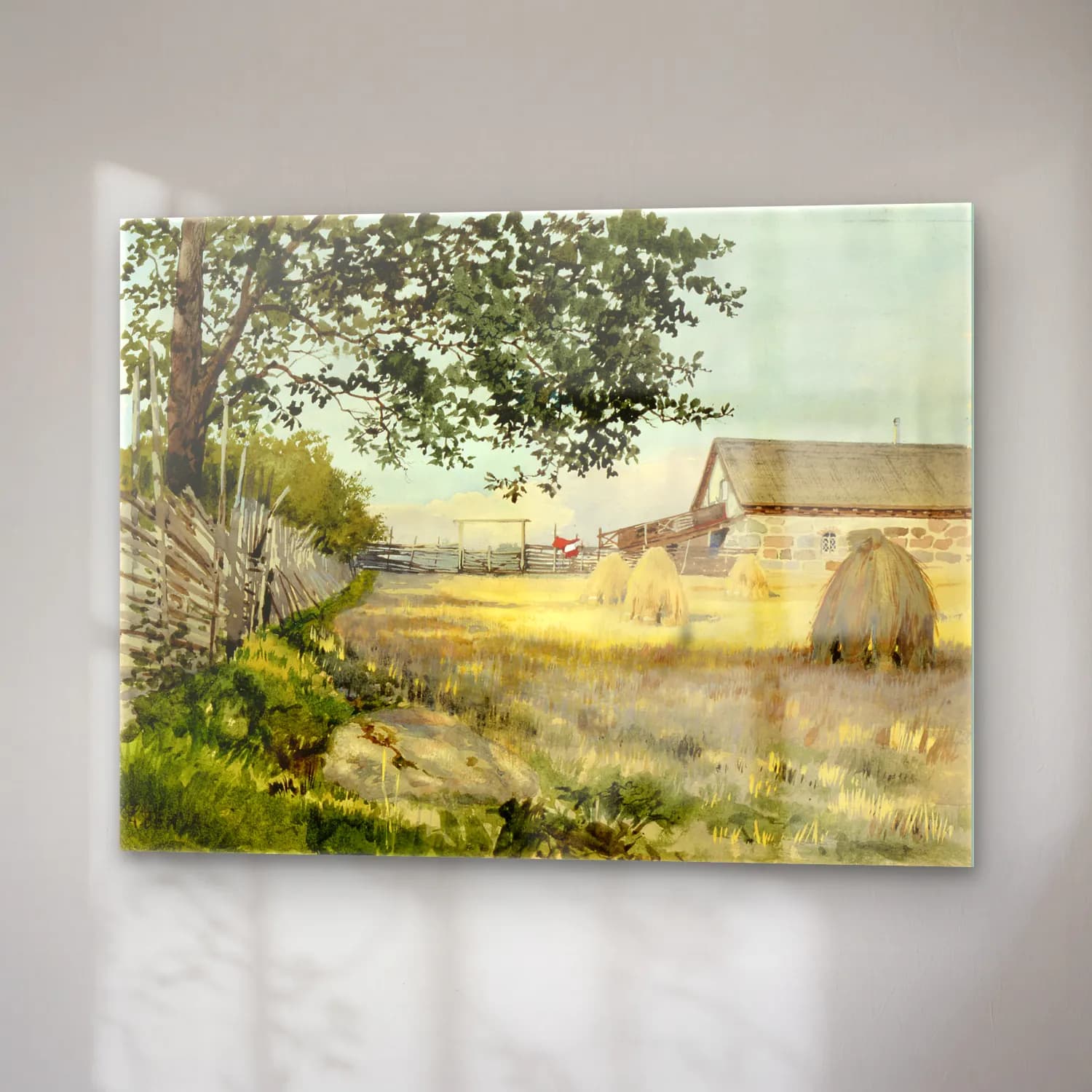 Suluboya Kır Evi No. 43 cam tablo — sağ açıdan görünüm