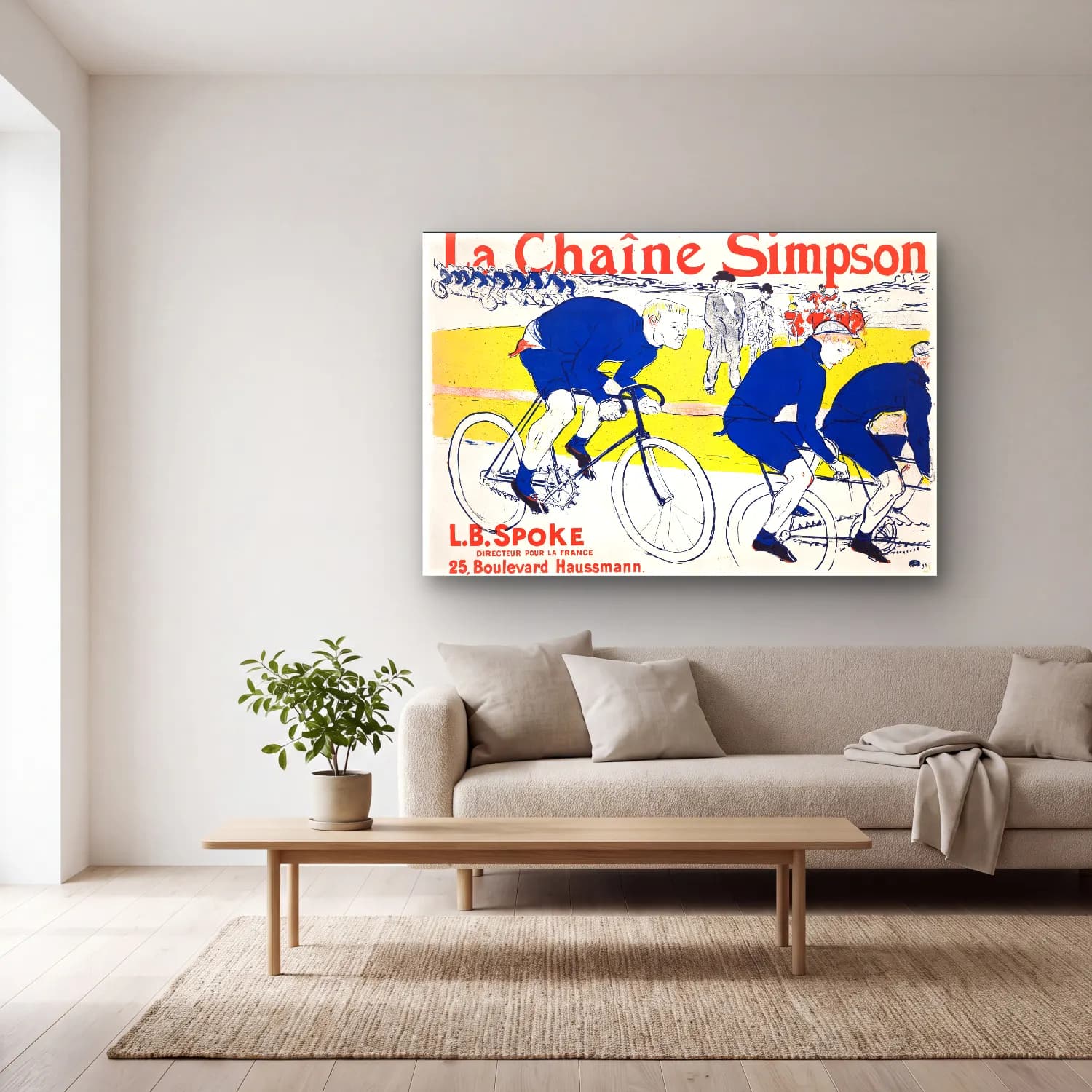 Henri de Toulouse-Lautrec – The Simpson Channel, vintage cam tablo — açık renk salonda