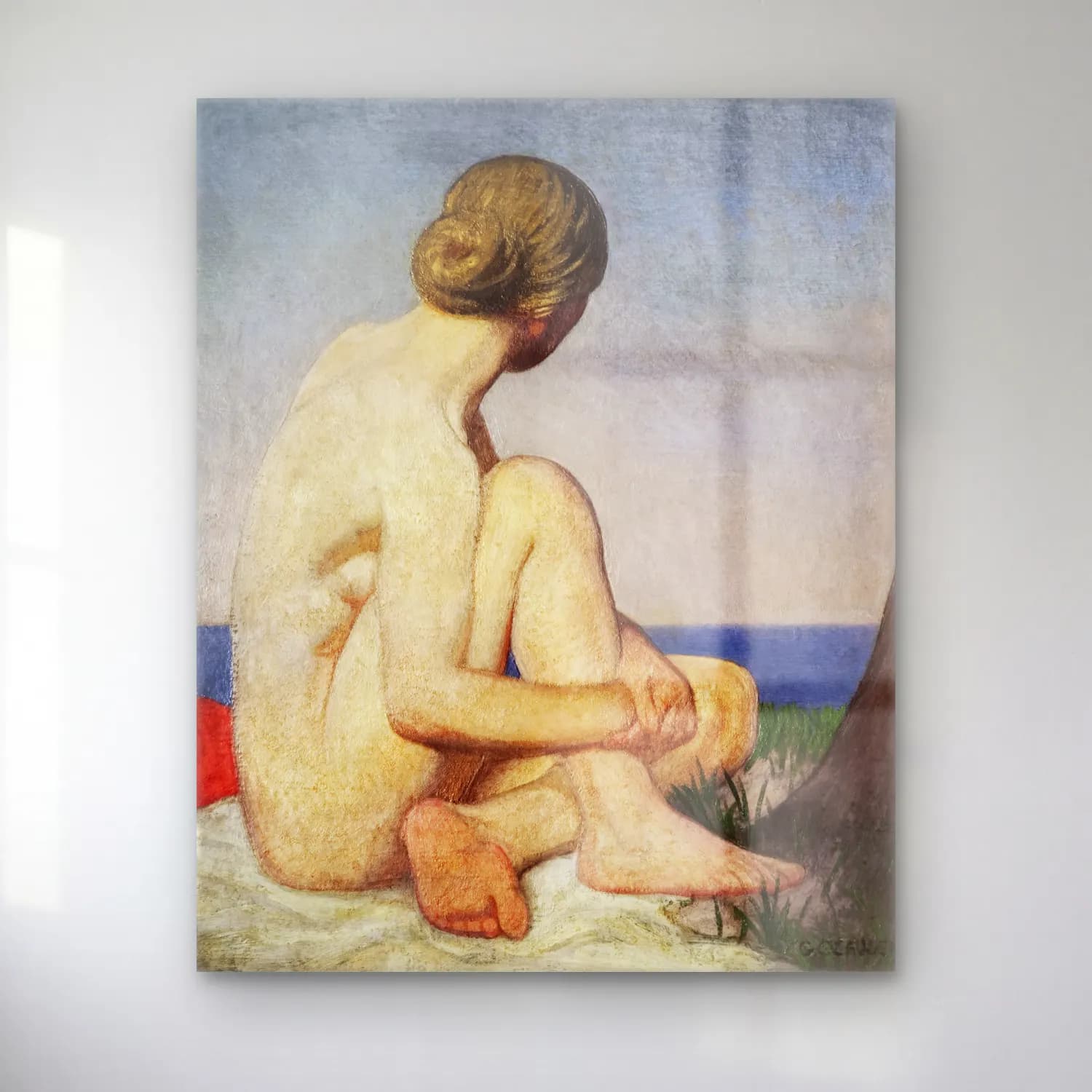 Sir George Clausen – The Watcher cam tablo — Sir George Clausen – The Watcher — empresyonist figür çalışması