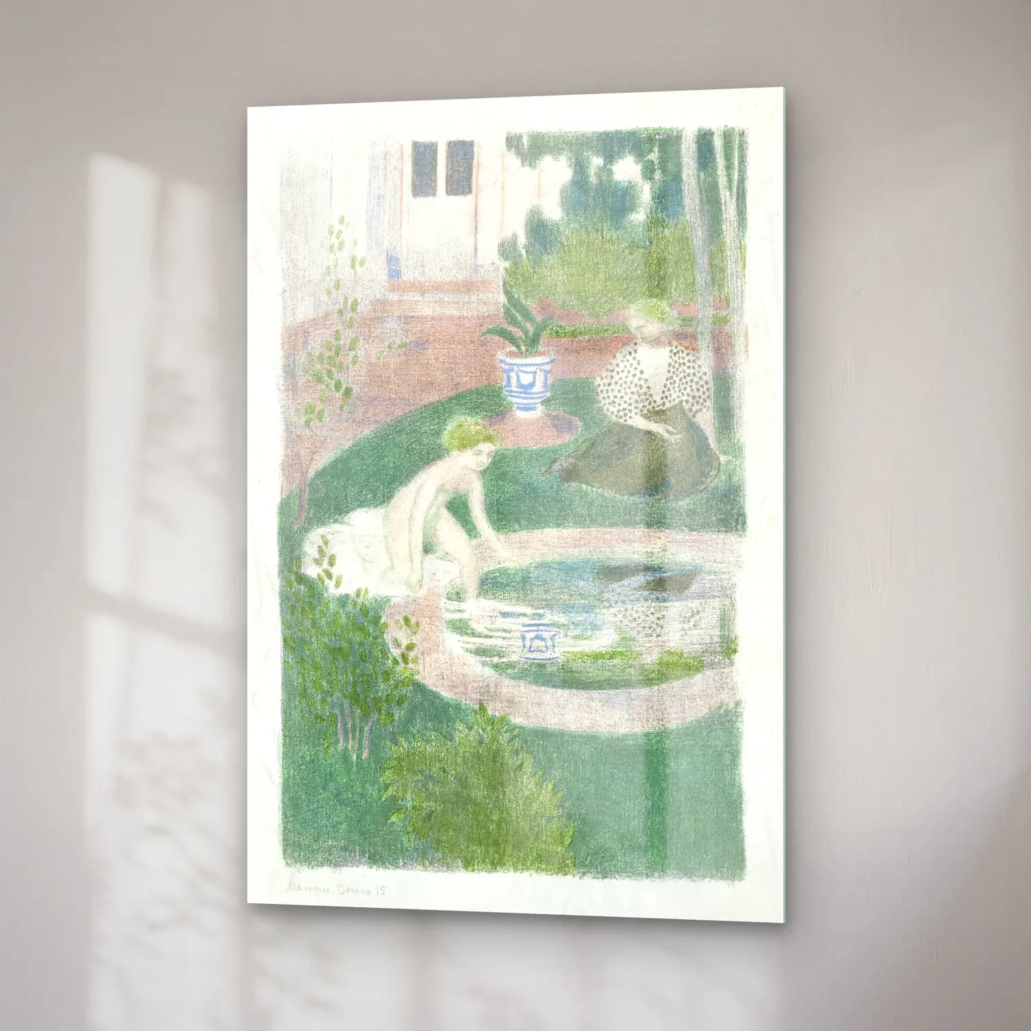 Maurice Denis – The reflection in the fountain (Le reflet dans la fontaine) cam tablo — sağ açıdan görünüm