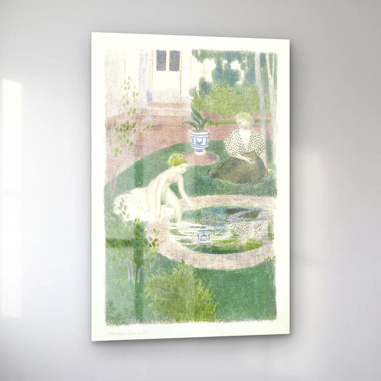 Maurice Denis – The reflection in the fountain (Le reflet dans la fontaine) cam tablo — sol açıdan görünüm