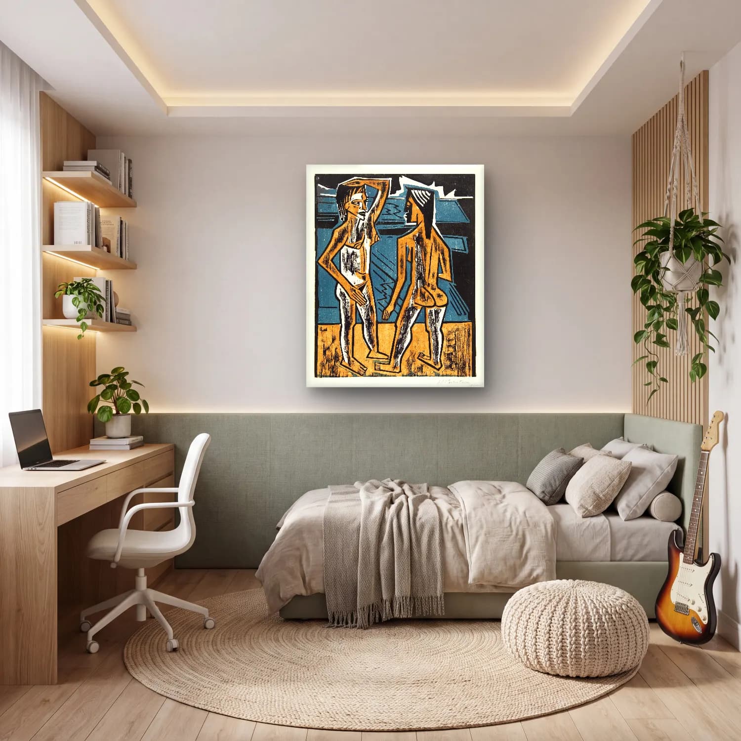Max Pechstein – Two Standing Nudes cam tablo — genç odasında