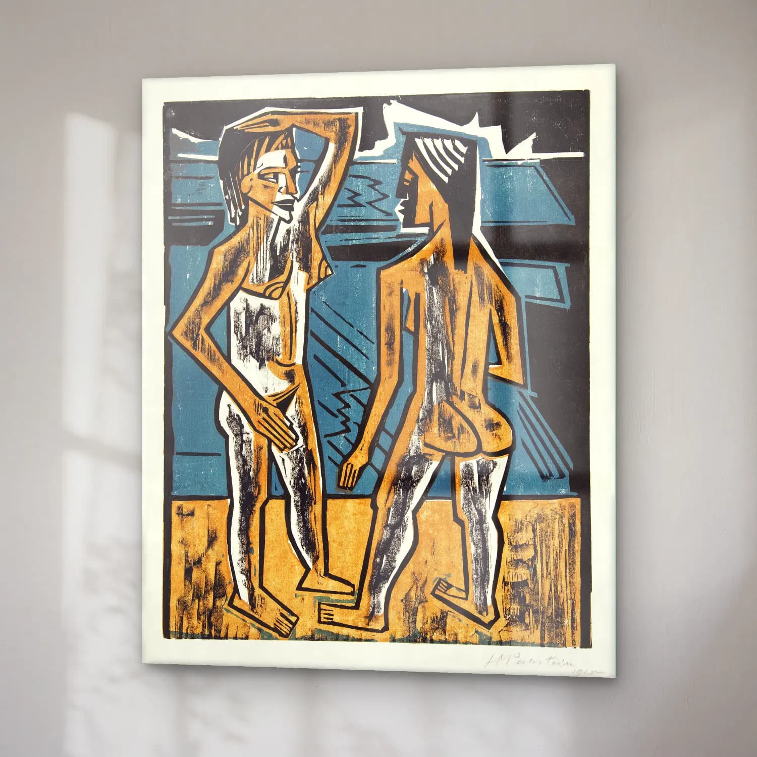 Max Pechstein – Two Standing Nudes cam tablo — sağ açıdan görünüm