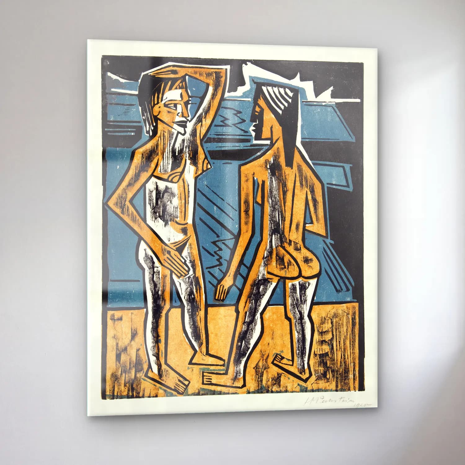 Max Pechstein – Two Standing Nudes cam tablo — sol açıdan görünüm