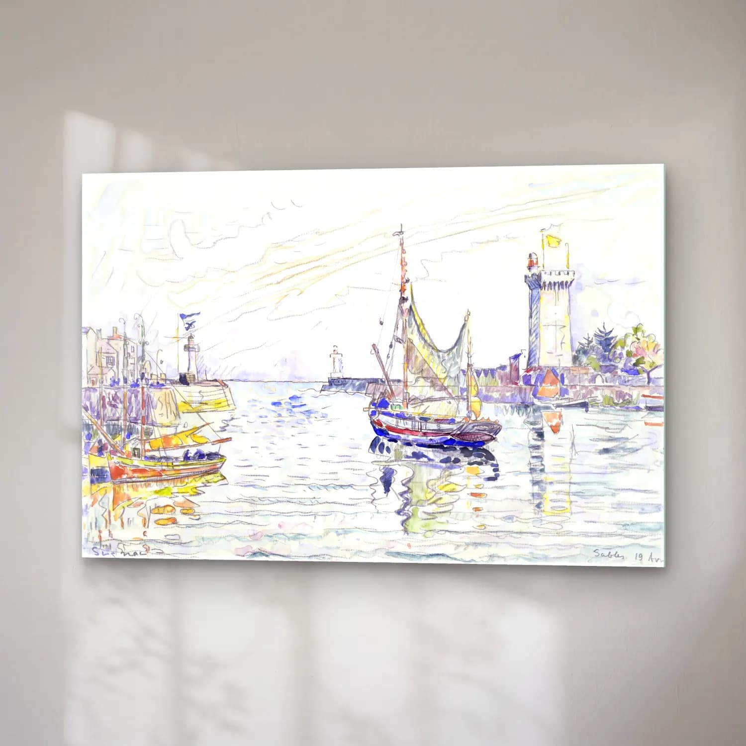 Paul Signac – View of Les Sables d Olonne cam tablo — sağ açıdan görünüm