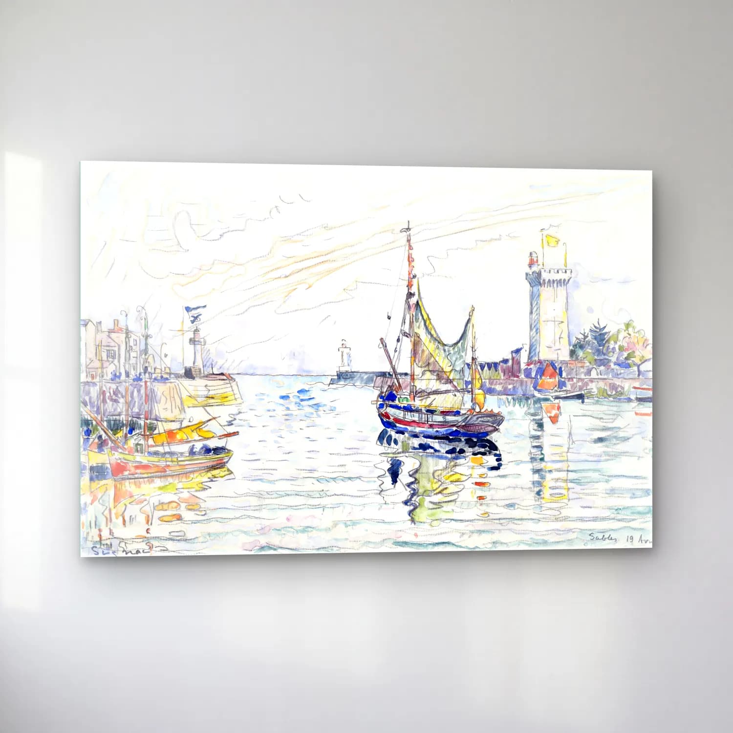 Paul Signac – View of Les Sables d Olonne cam tablo — sol açıdan görünüm