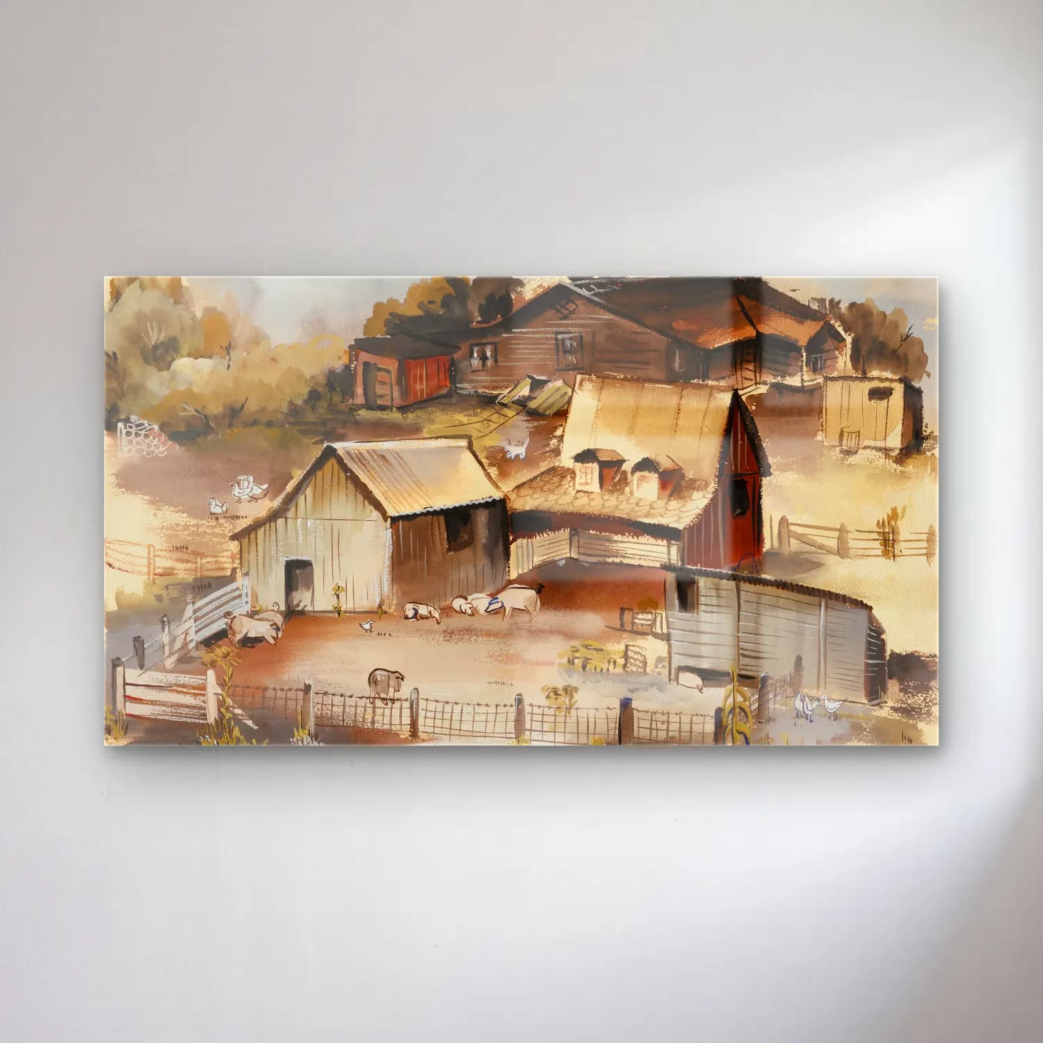 Suluboya Kır Evi No. 45 cam tablo — Suluboya Kır Evi No. 45 — suluboya kır evi