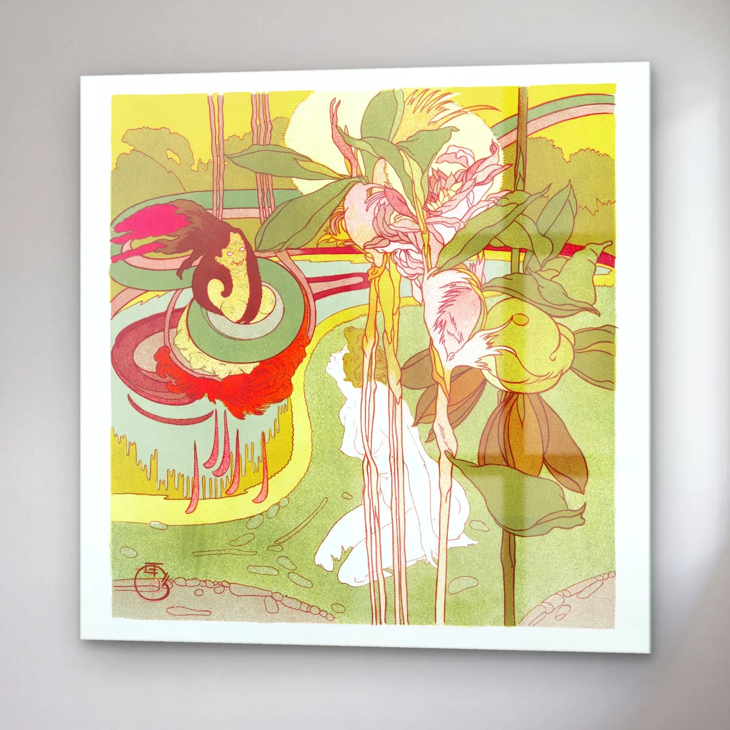 Georges de Feure – Vrouw krijgt visioen in een tuin cam tablo — sağ açıdan görünüm