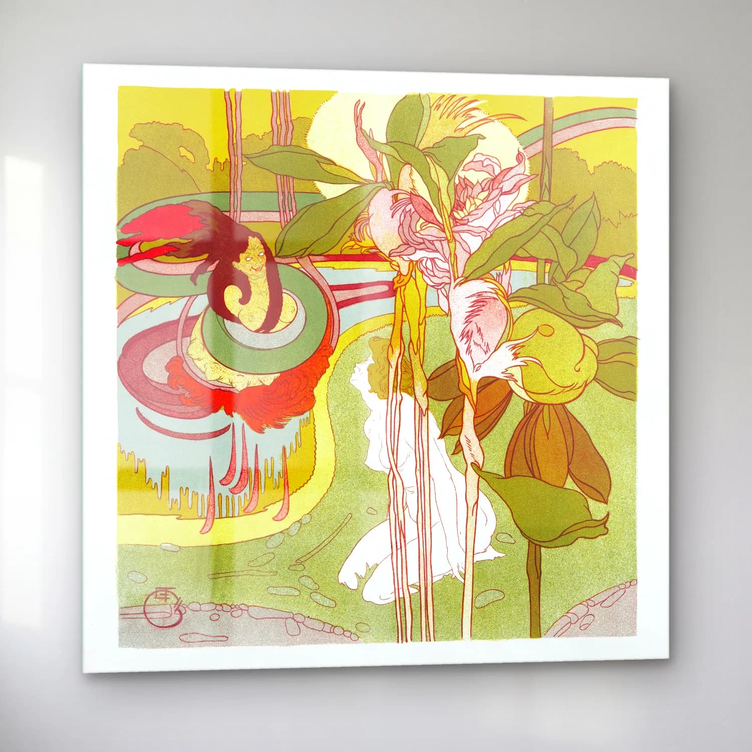 Georges de Feure – Vrouw krijgt visioen in een tuin cam tablo — sol açıdan görünüm