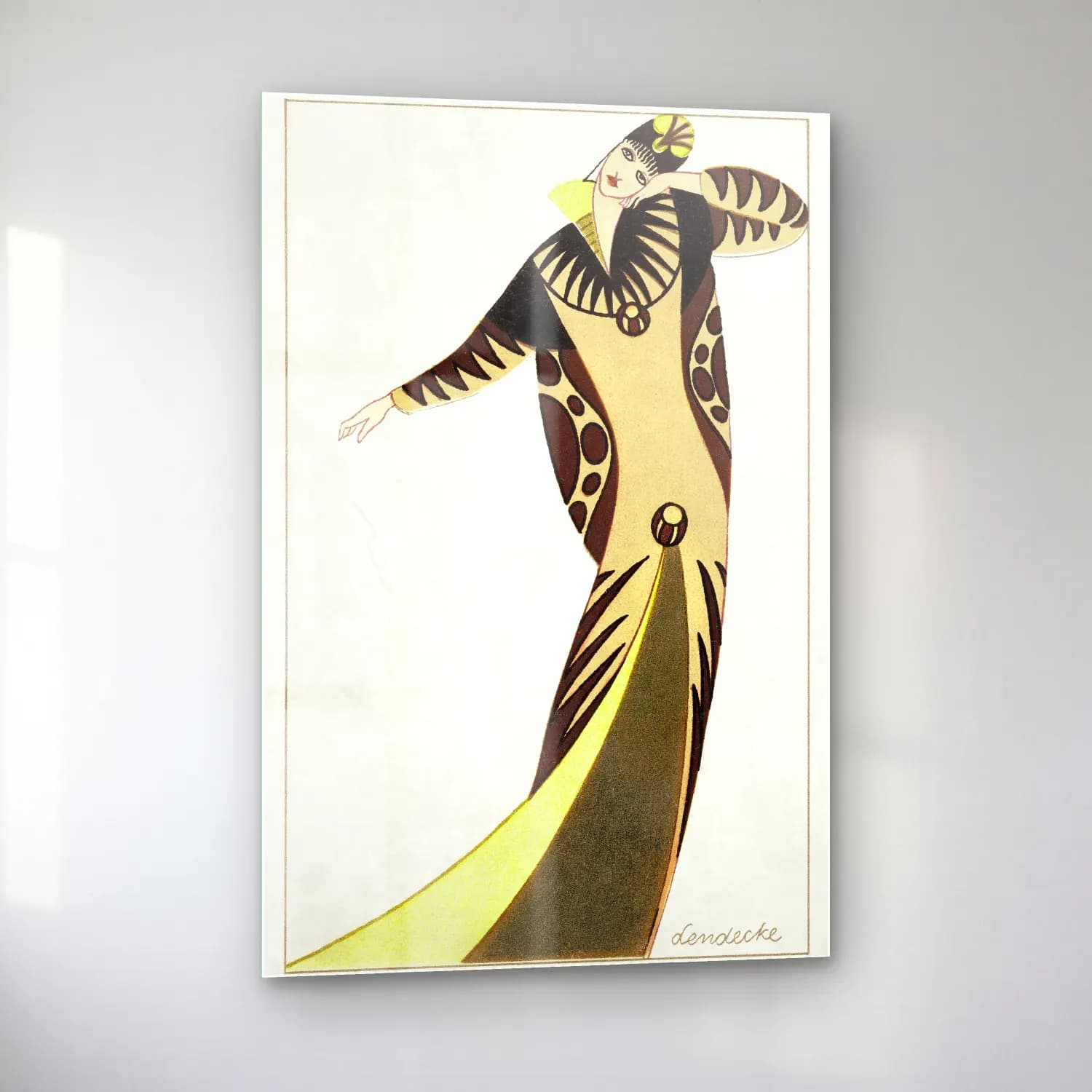 Carl Lendecke – Woman in a long tubular dress fashion Otto Friedrich cam tablo — sol açıdan görünüm