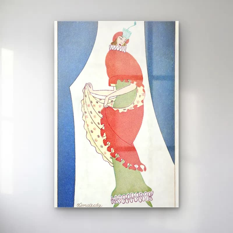 Carl Lendecke – Woman in a tubular dress f Otto Friedrich cam tablo — Carl Lendecke – Woman in a tubular dress f Otto Friedrich — vintage poster elbiseli kadın