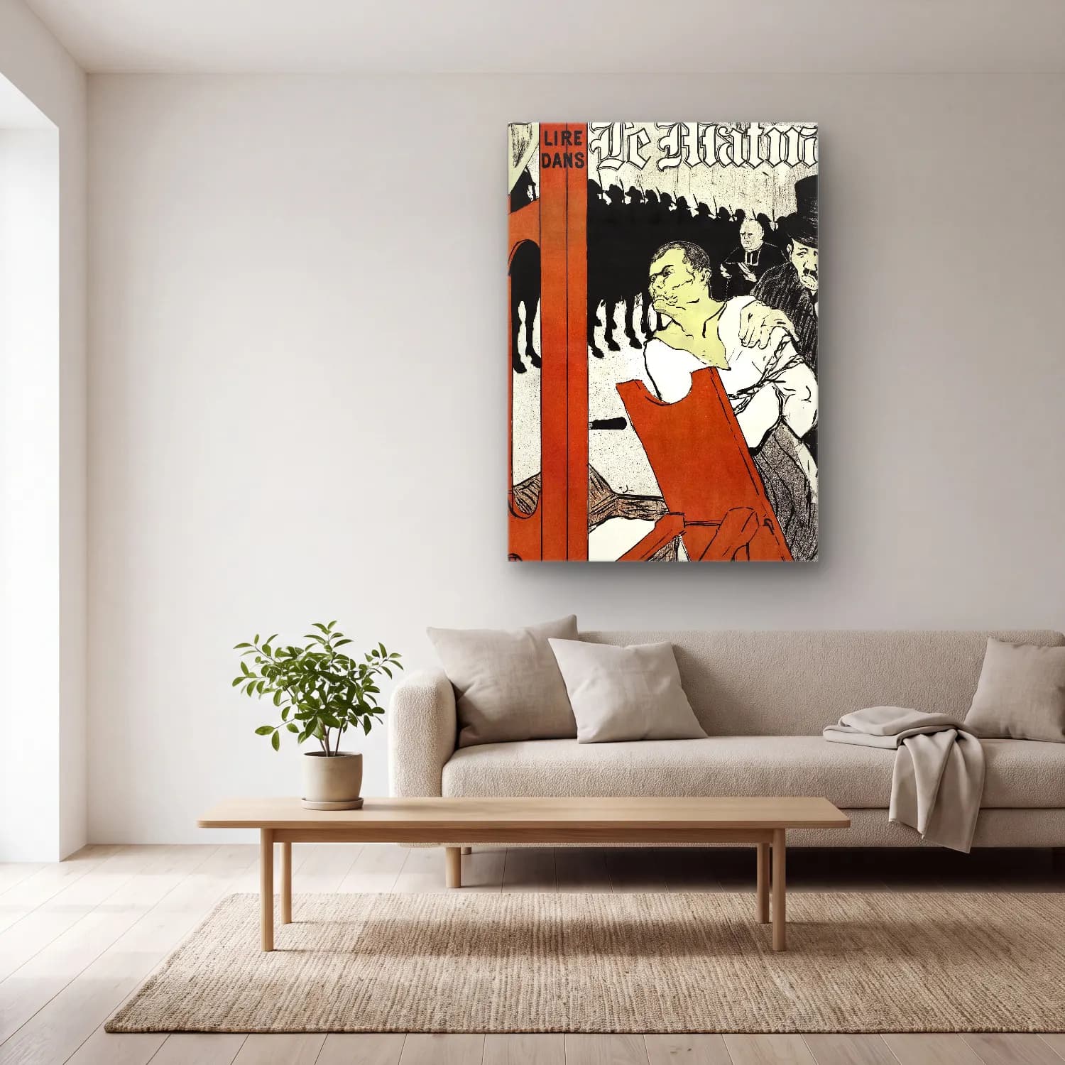 Vintage Poster Kalabalık Cadde No. 10 cam tablo — açık renk salonda