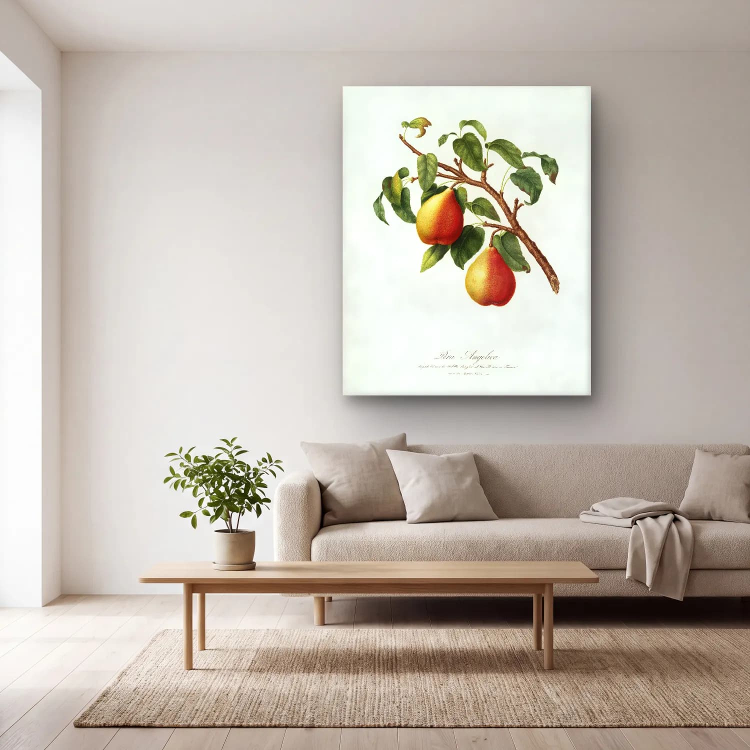 Giorgio Gallesio – Wild European Pear (Pyrus pyraster) from Pomona Italiana cam tablo — açık renk salonda