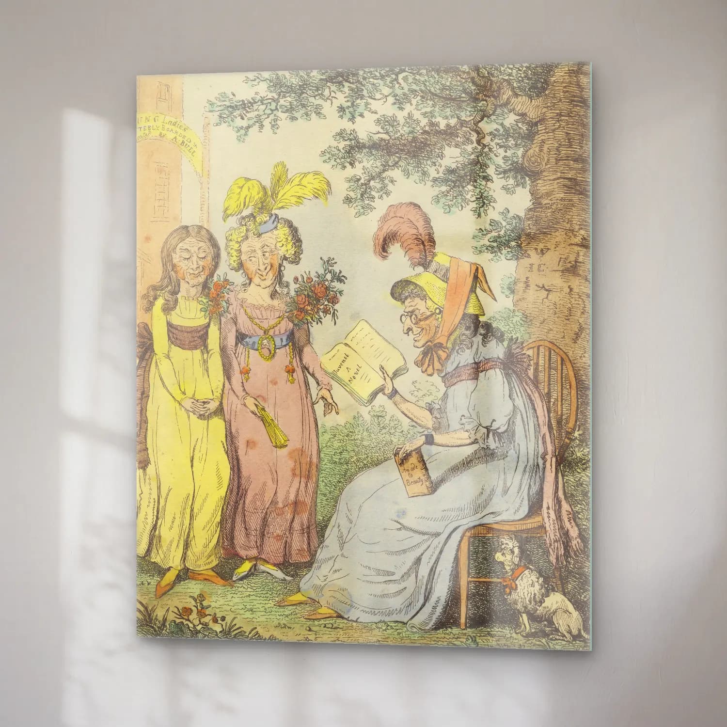 Vintage Kitap Okuyan Kadın No. 11 cam tablo — sağ açıdan görünüm