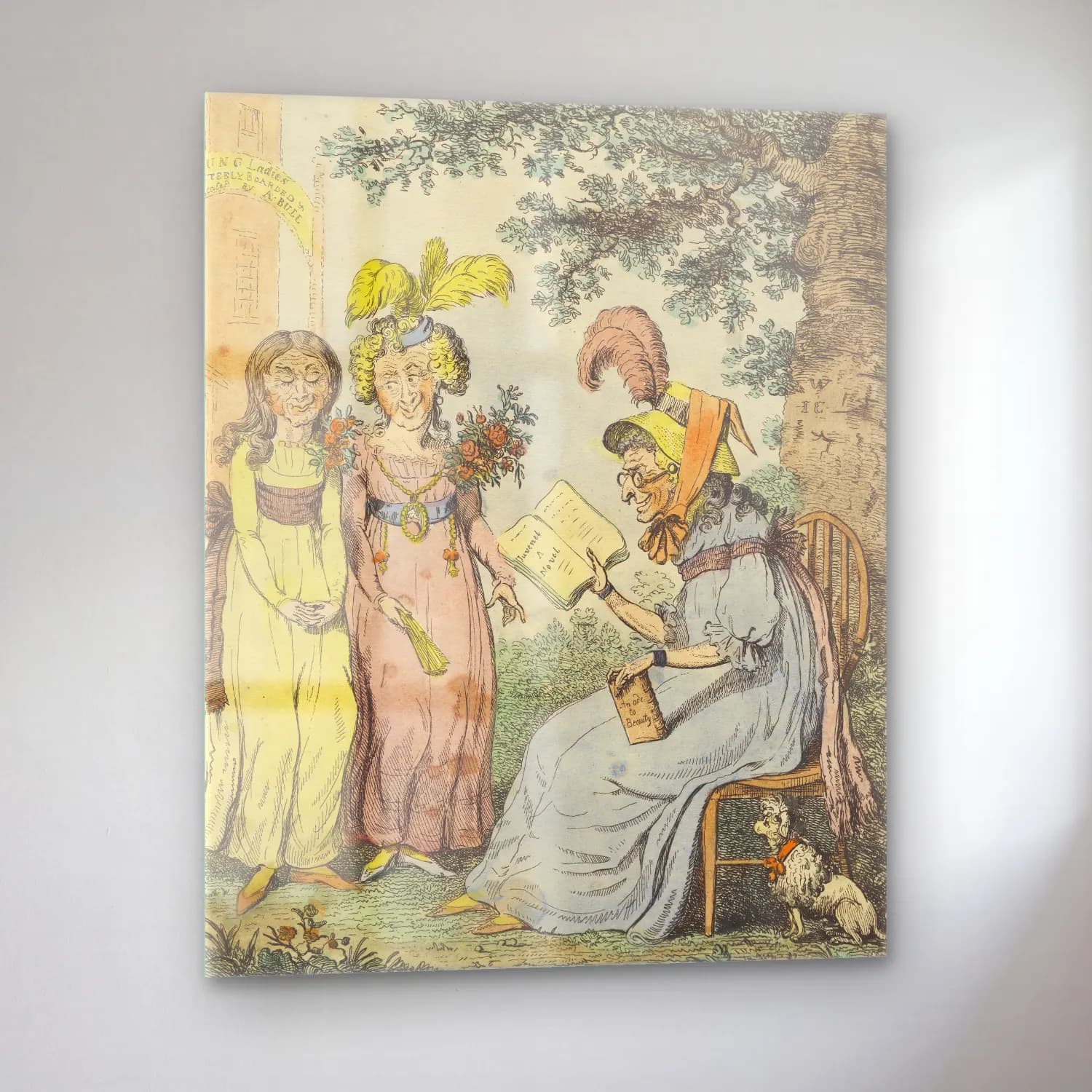 Vintage Kitap Okuyan Kadın No. 11 cam tablo — sol açıdan görünüm