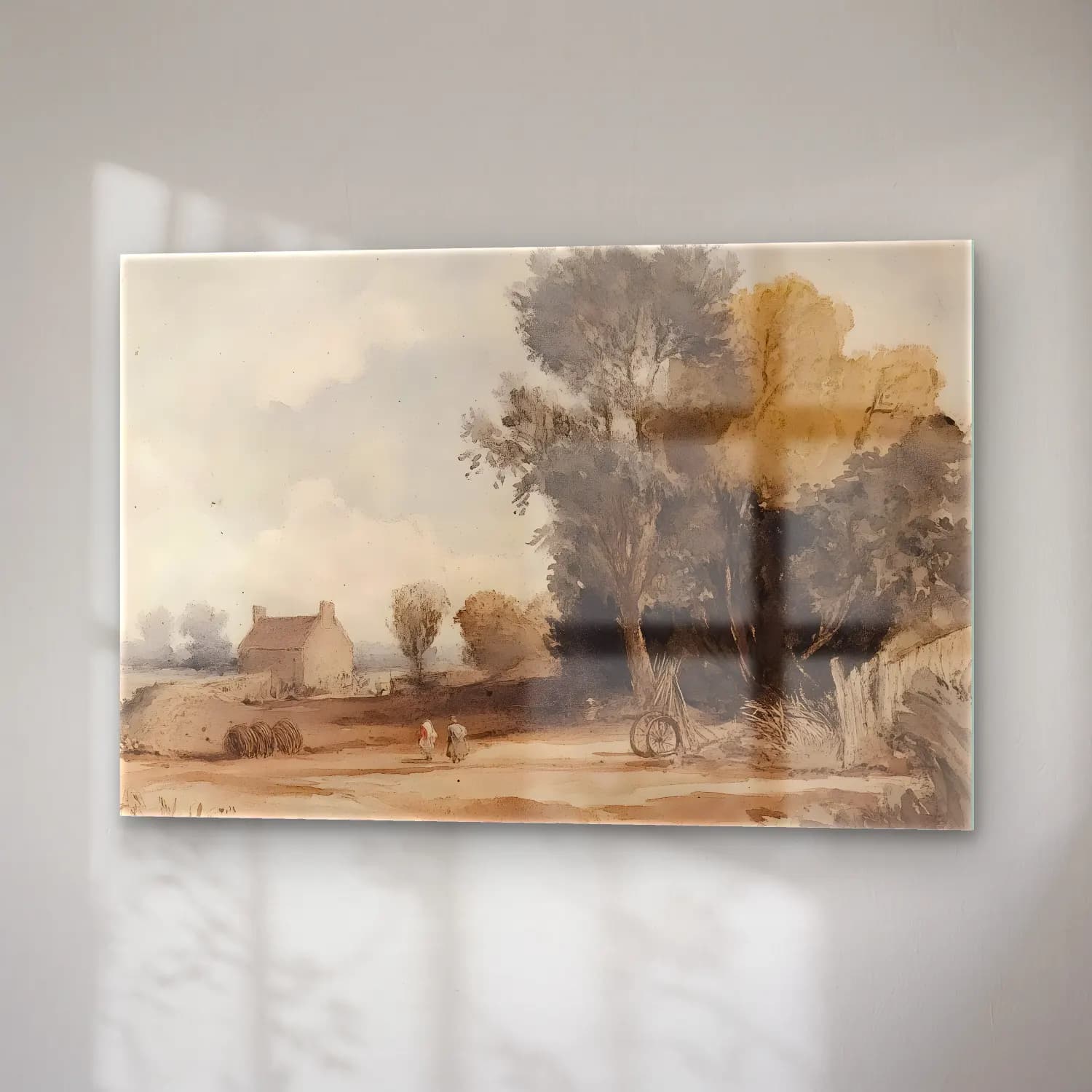 Suluboya Kır Evi No. 46 cam tablo — sağ açıdan görünüm