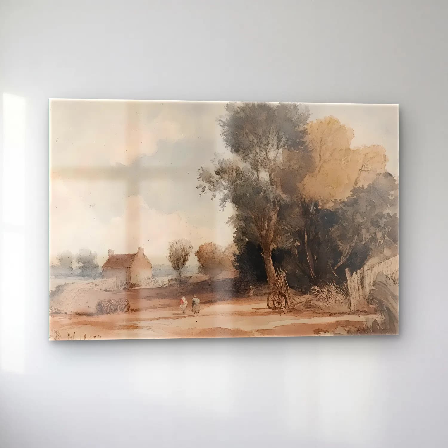 Suluboya Kır Evi No. 46 cam tablo — sol açıdan görünüm