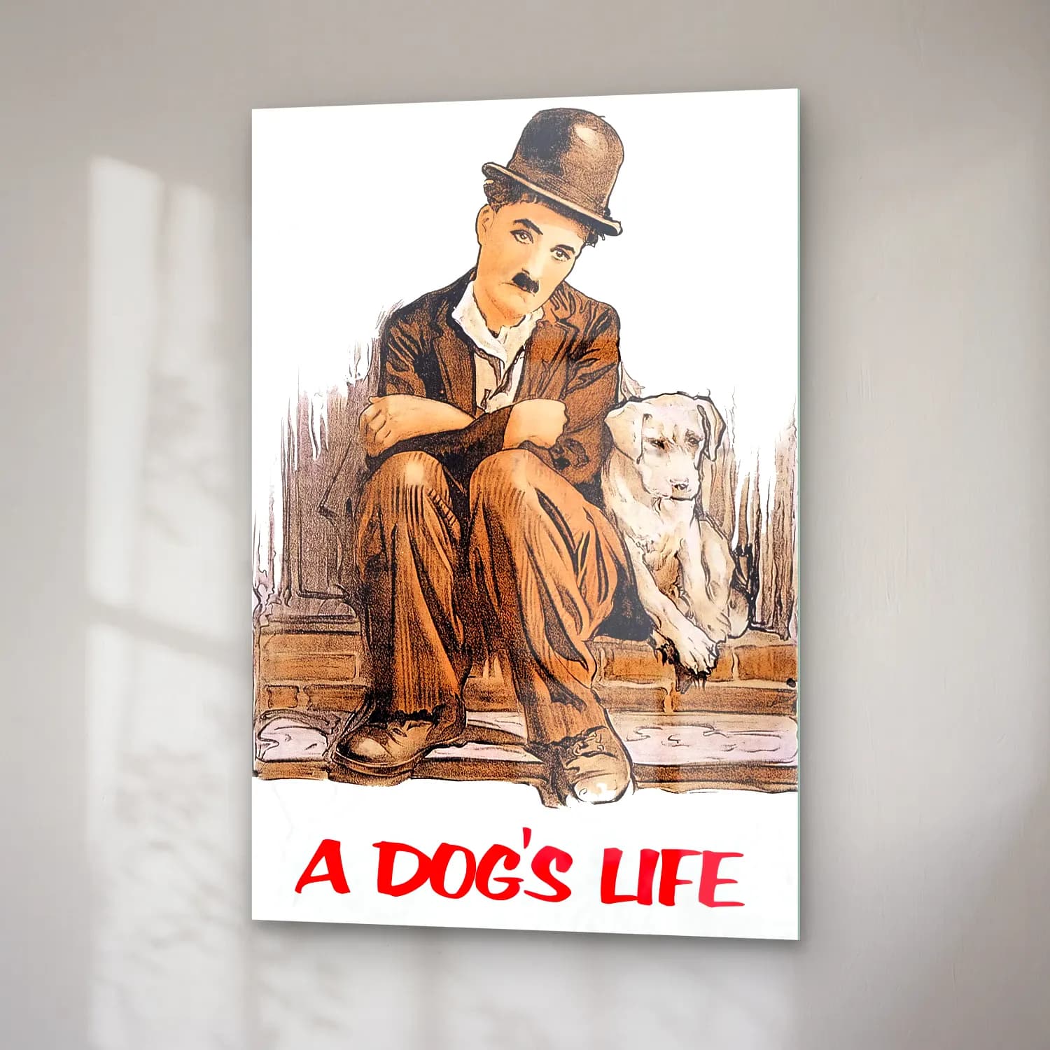 Vintage Köpek No. 10 cam tablo — sağ açıdan görünüm