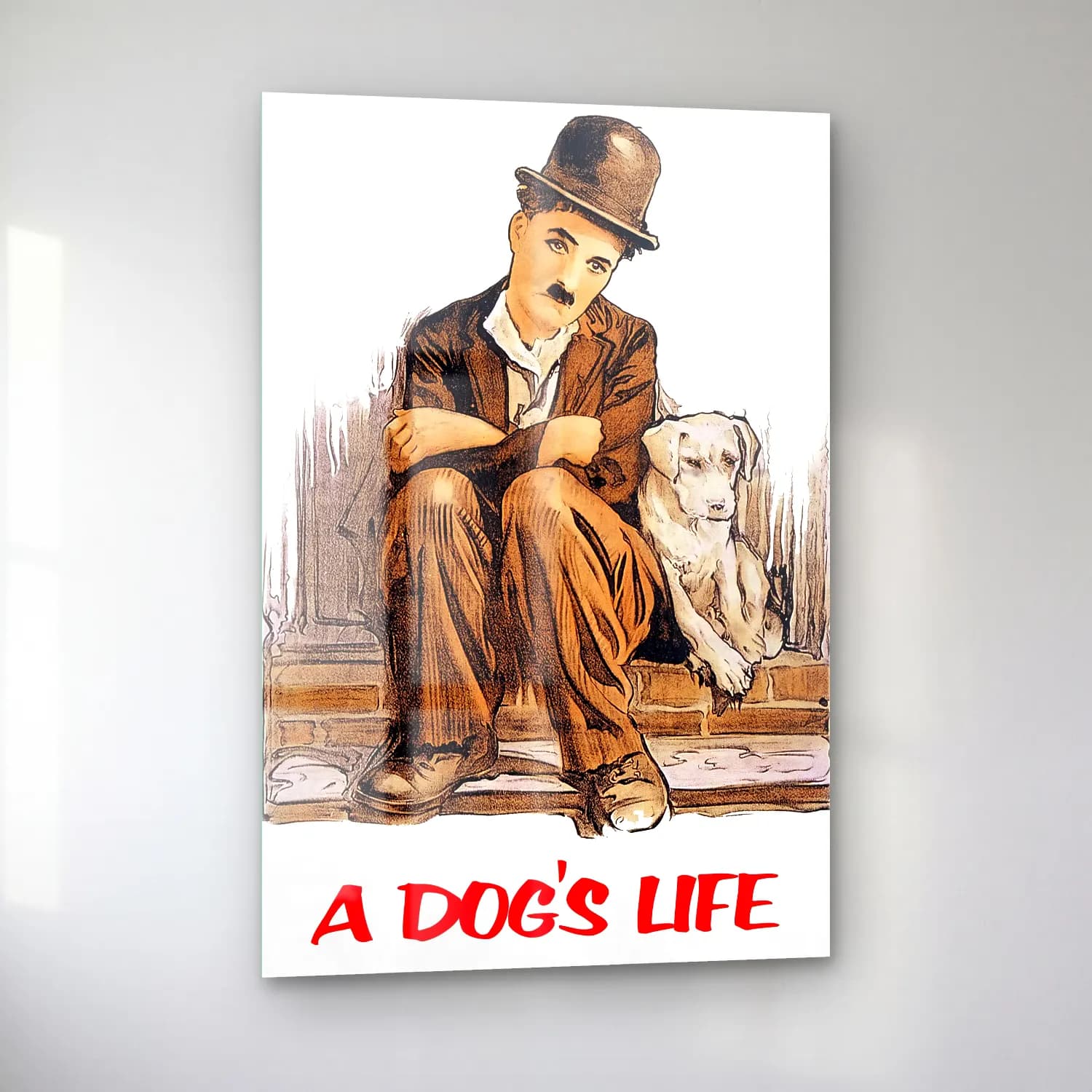 Vintage Köpek No. 10 cam tablo — sol açıdan görünüm