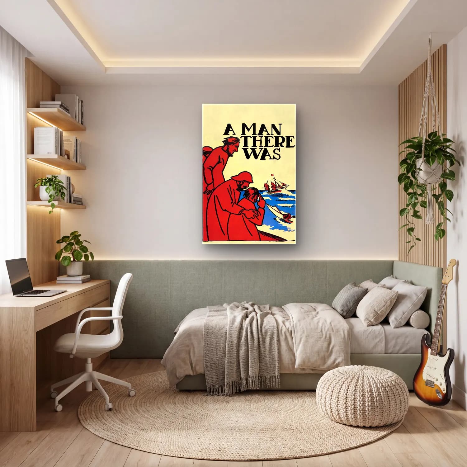 Vintage Poster Erkek Portresi No. 6 cam tablo — genç odasında