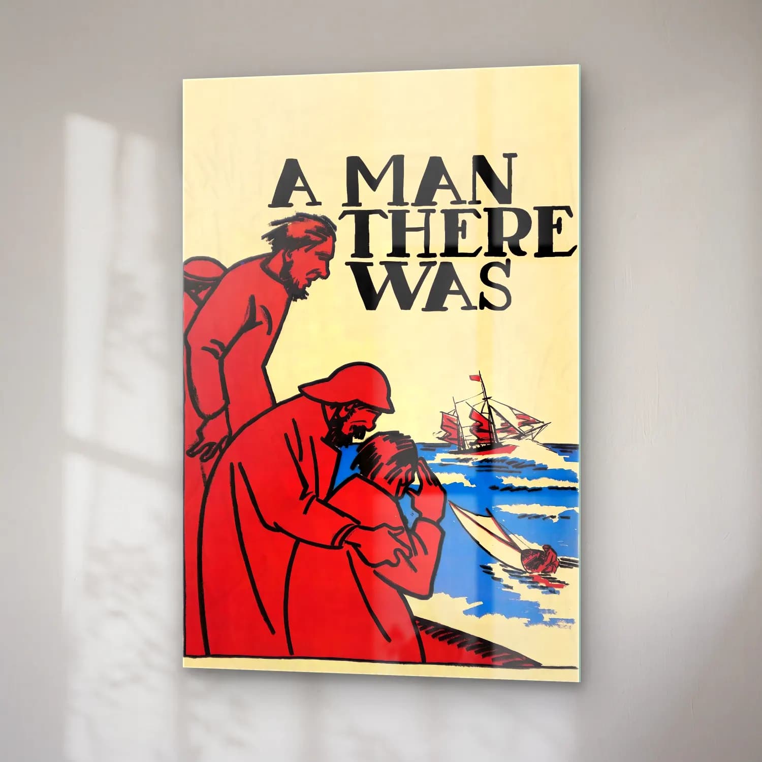 Vintage Poster Erkek Portresi No. 6 cam tablo — sağ açıdan görünüm