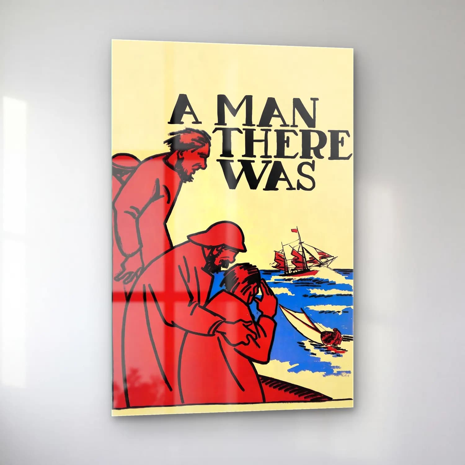 Vintage Poster Erkek Portresi No. 6 cam tablo — sol açıdan görünüm