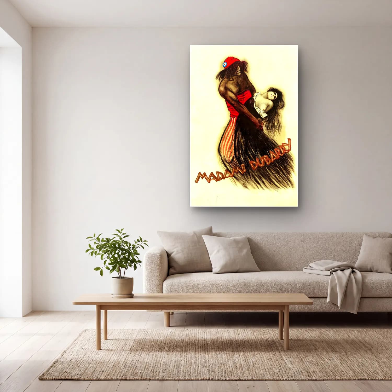 Vintage Poster Dansçılar No. 14 cam tablo — açık renk salonda