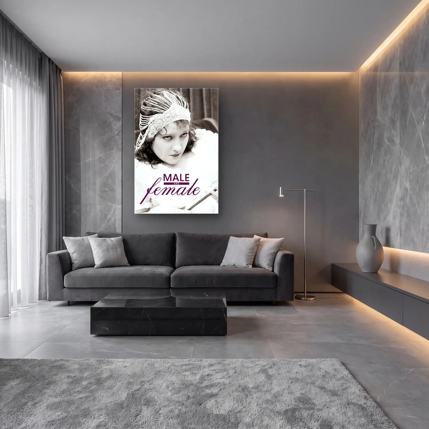 Vintage Poster Şapkalı Kadın No. 13 cam tablo — lüks salon duvarında